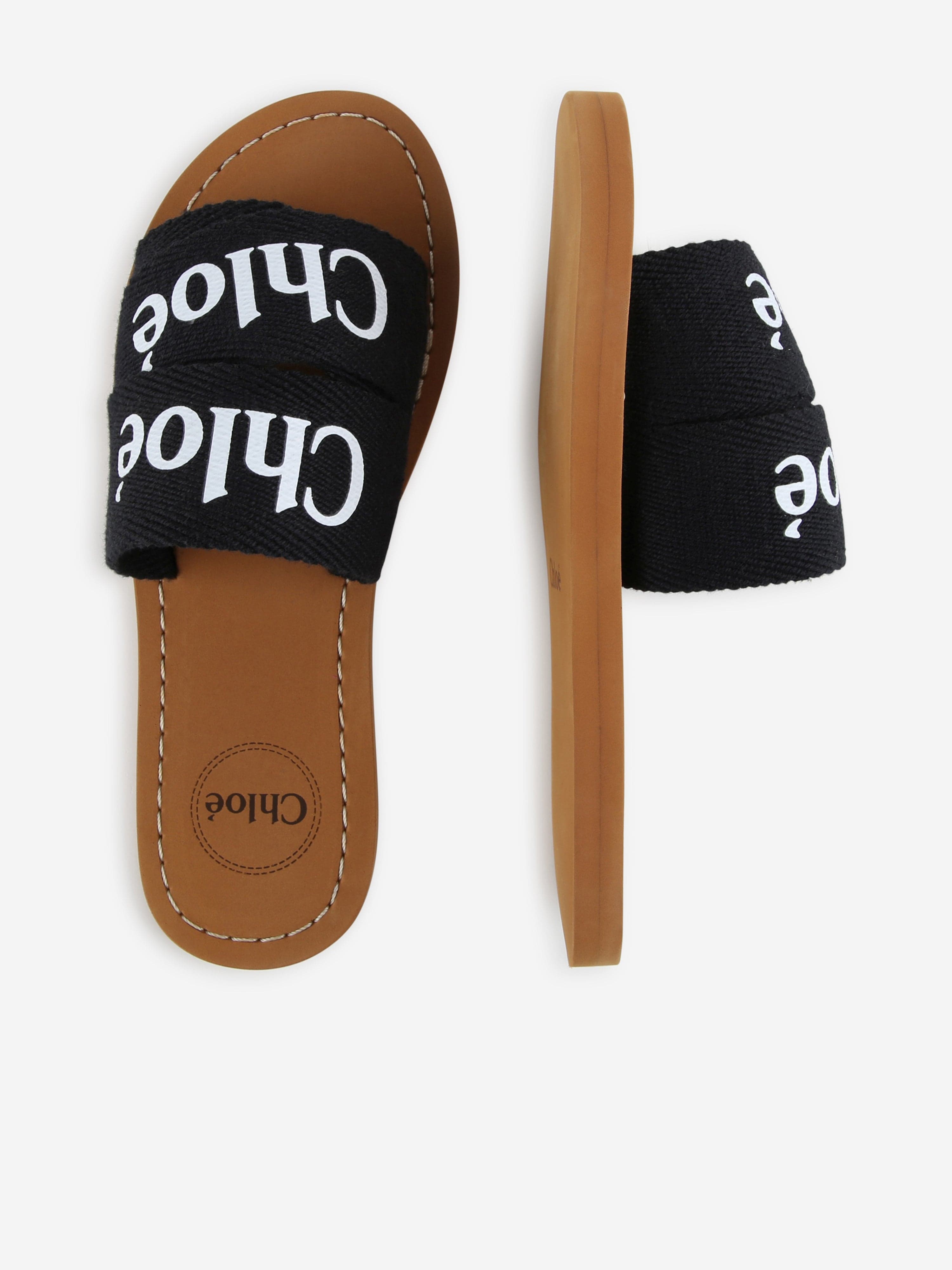 Chloé Girls Logo Slides in Black