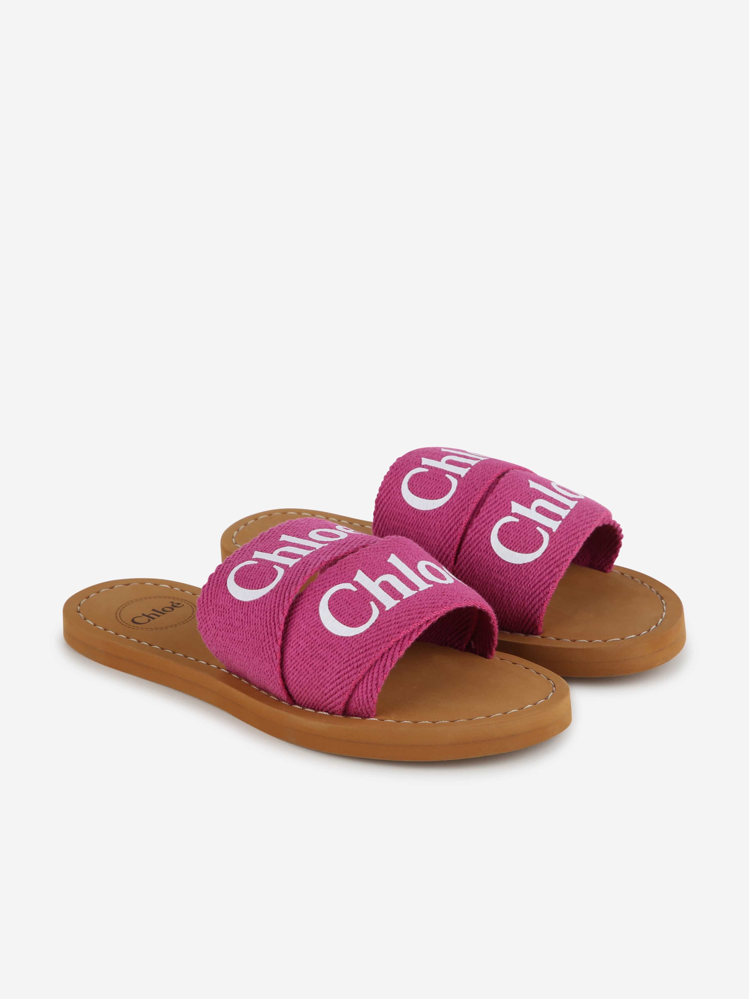 Chloé Girls Logo Slides in Pink