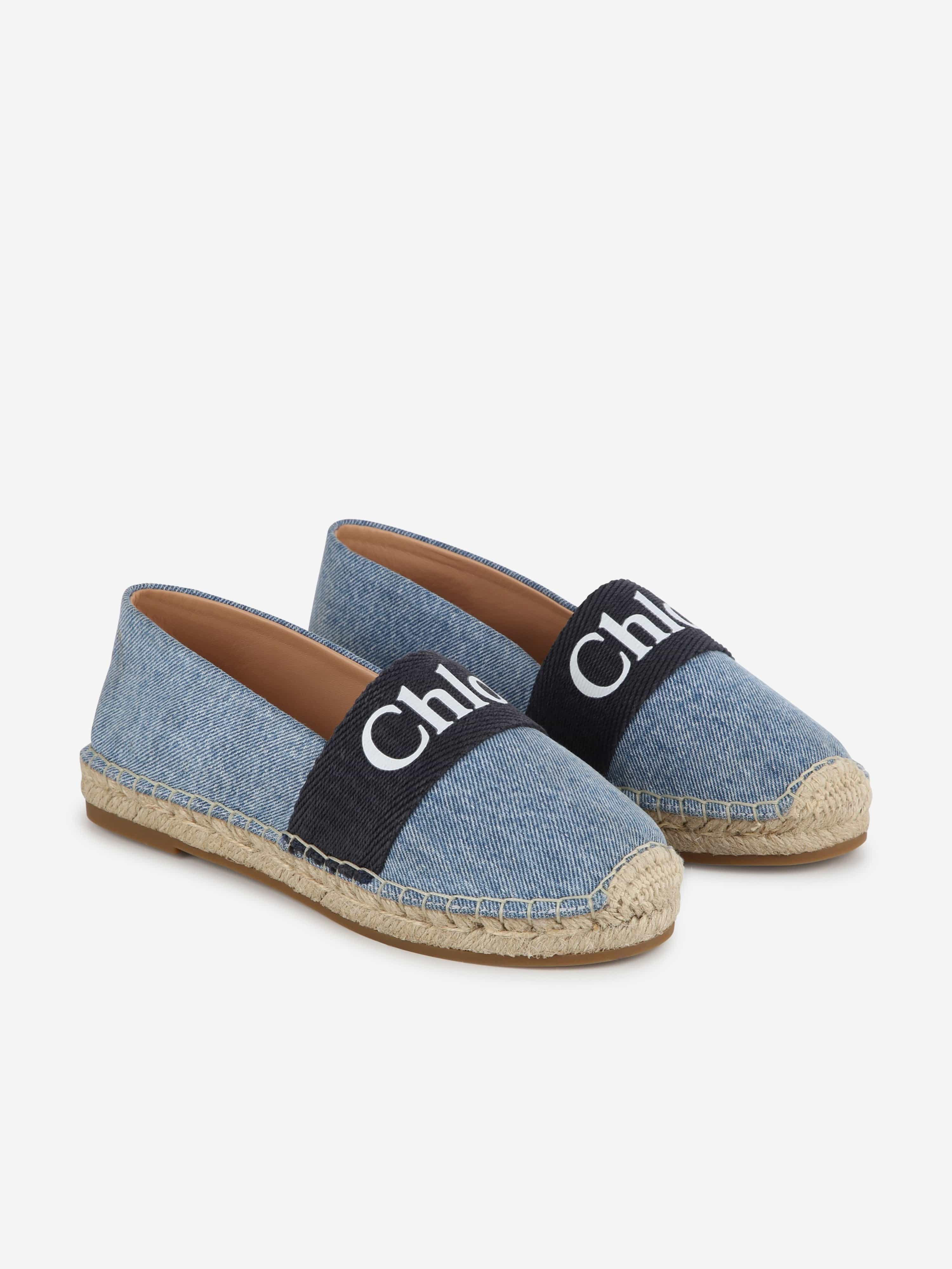 Chloé Girls Denim Espadrilles in Blue