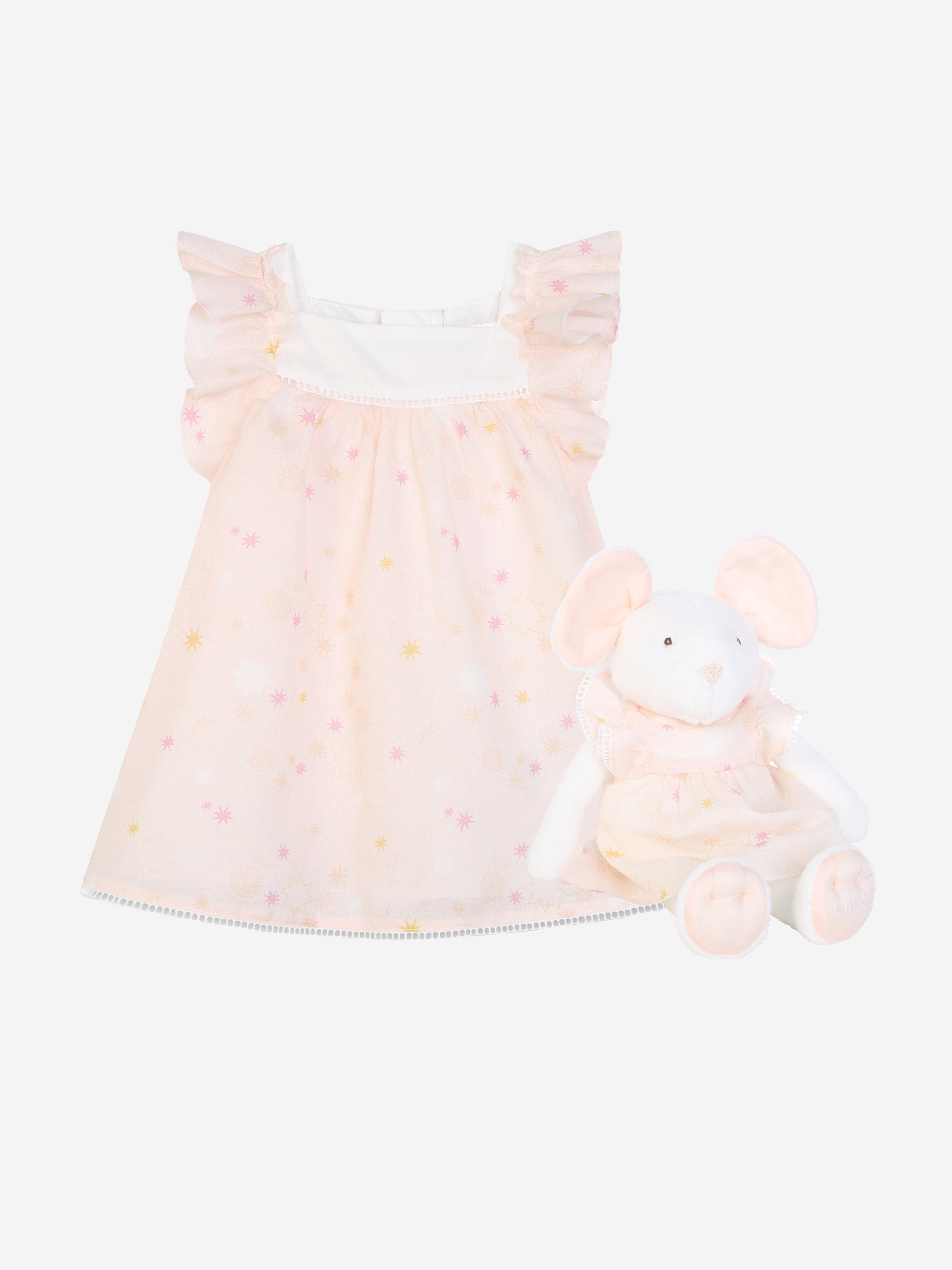 Chloé Baby Girls Dress And Soft Toy Gift Set in Pink