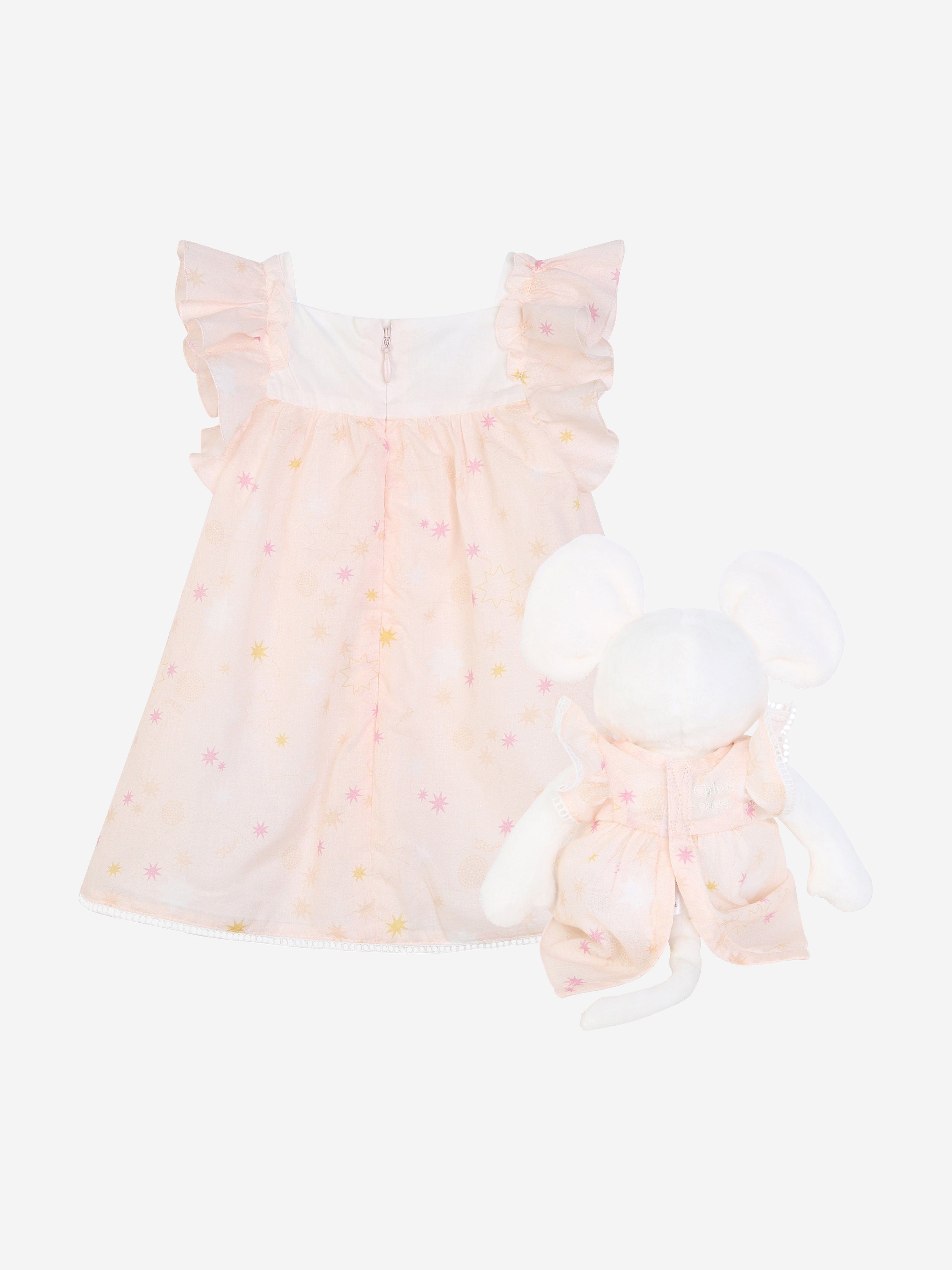 Chloé Baby Girls Dress And Soft Toy Gift Set in Pink