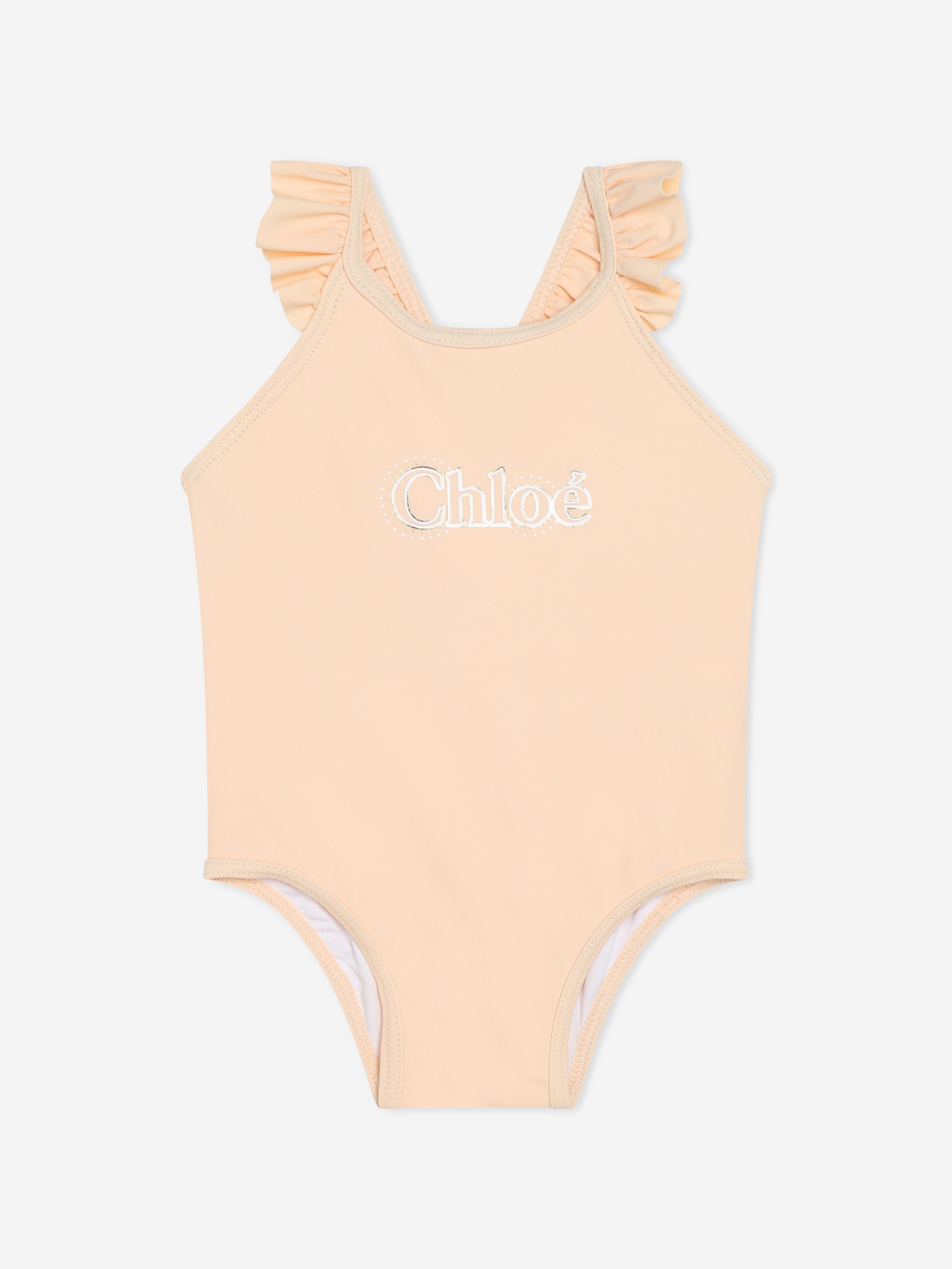 Chloé Baby Girls Logo Swimsuit in Pink