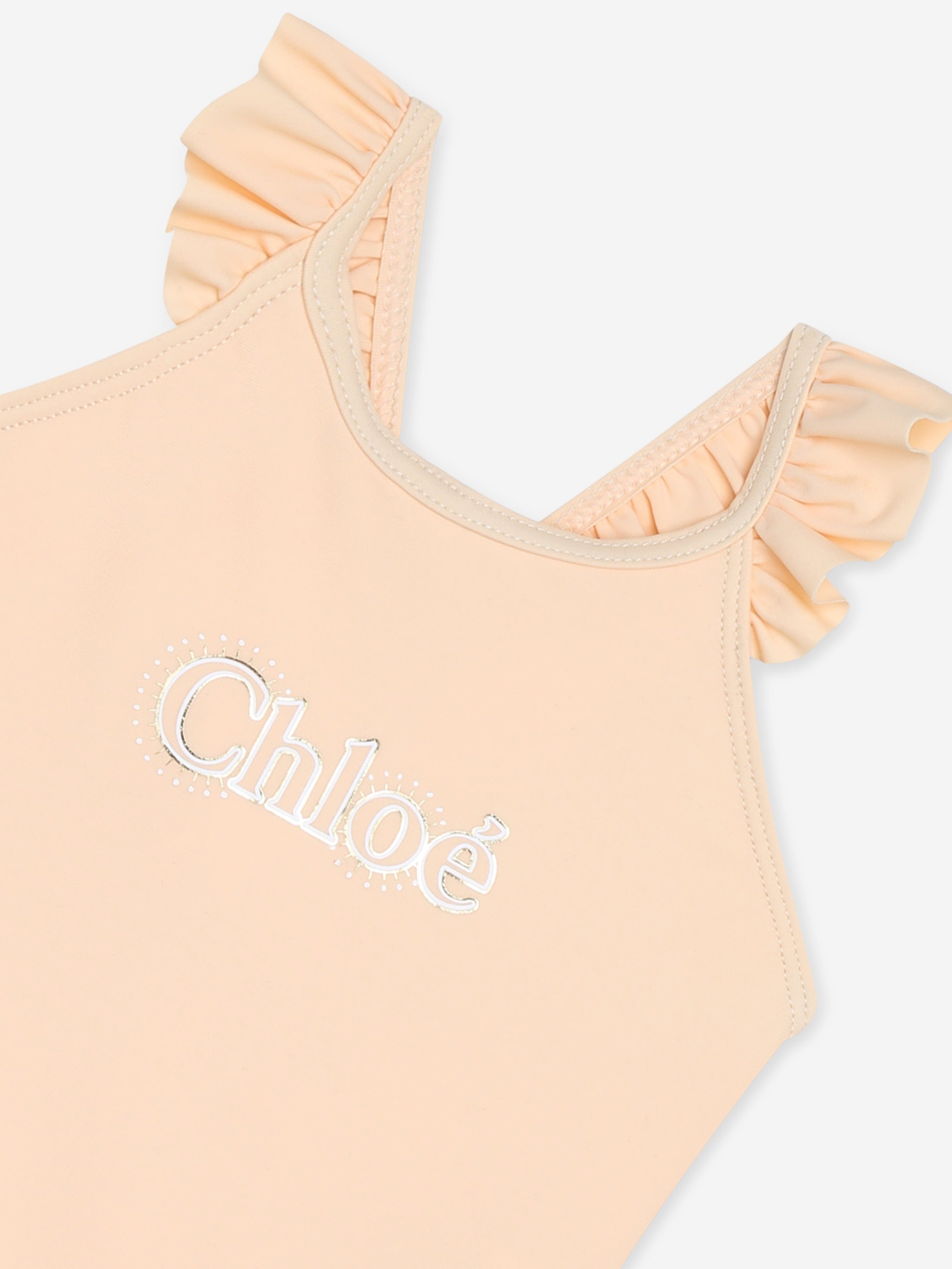 Chloé Baby Girls Logo Swimsuit in Pink