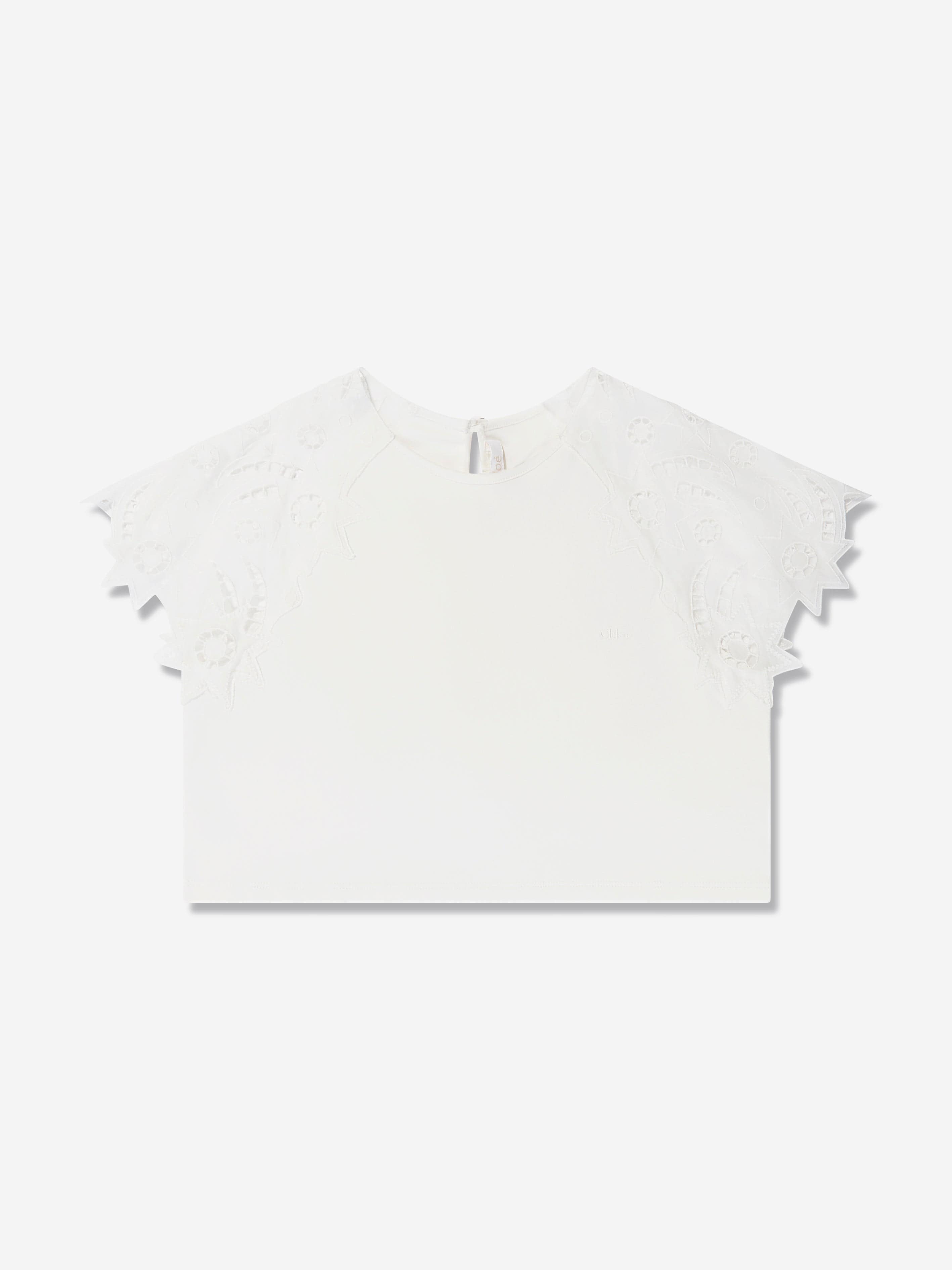 Chloé Girls Lace Sleeve T-Shirt in White