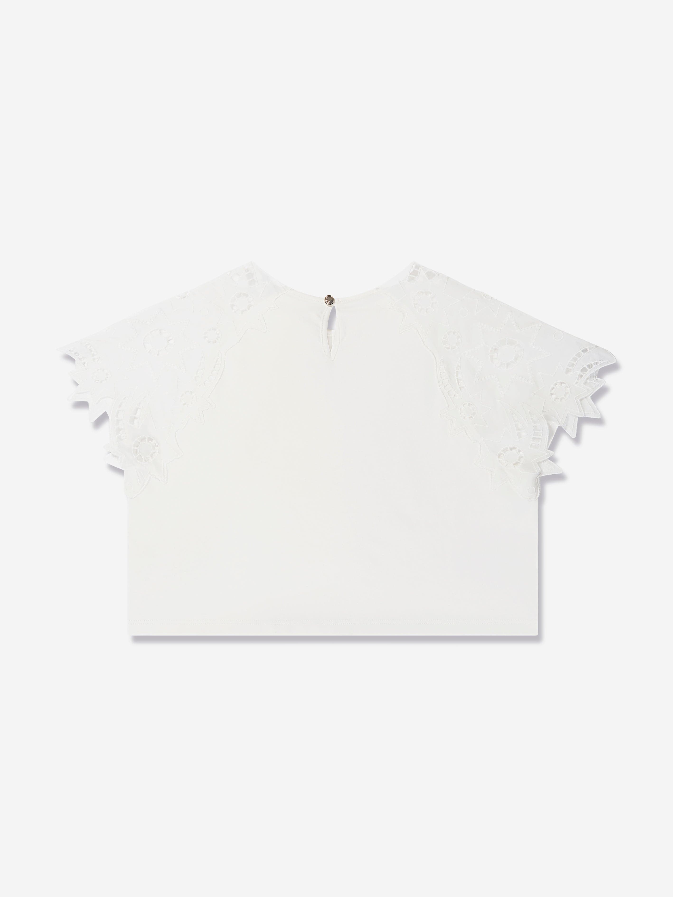 Chloé Girls Lace Sleeve T-Shirt in White