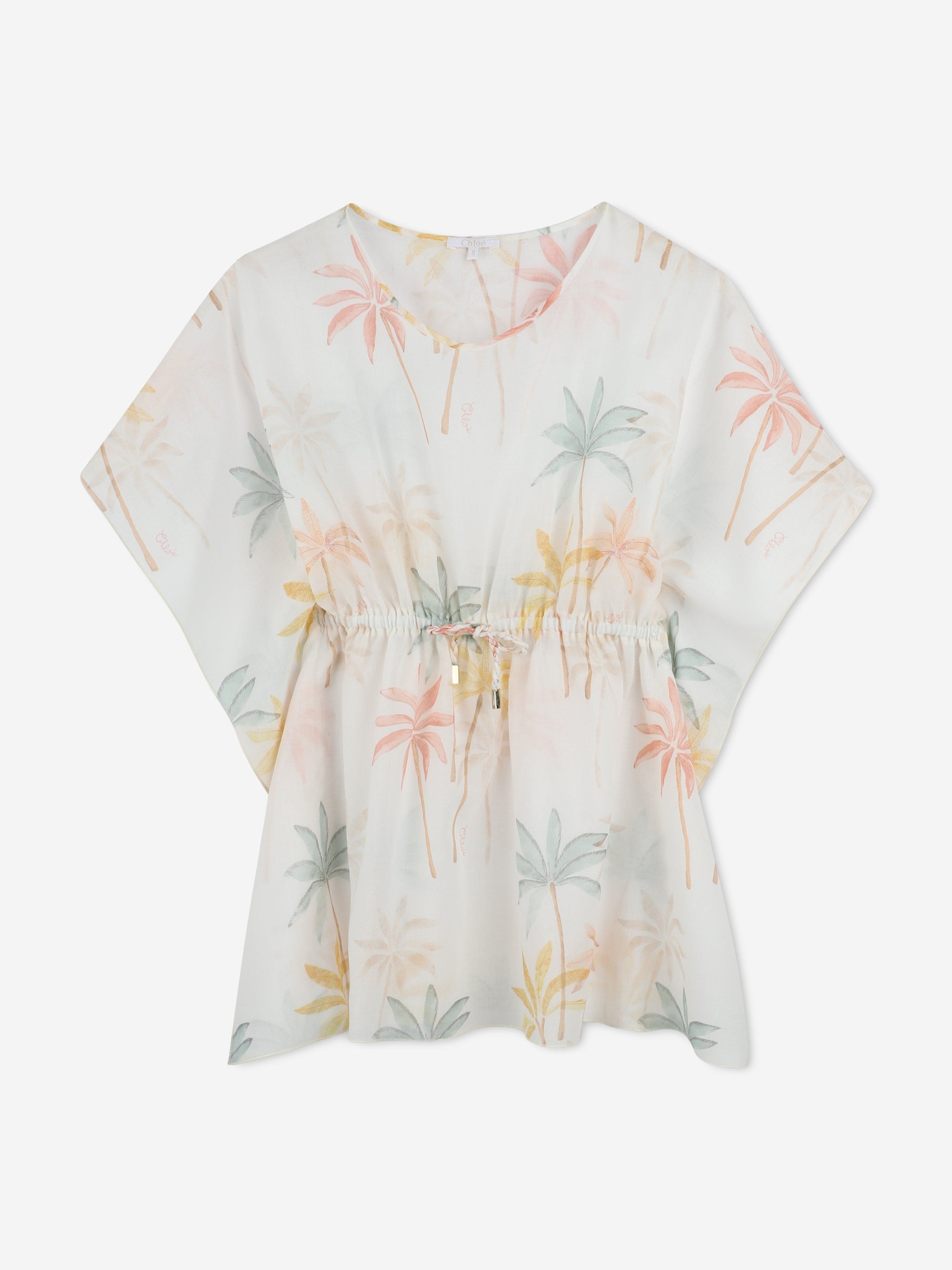Chloé Girls Palm Grove Beach Dress in Multicolour