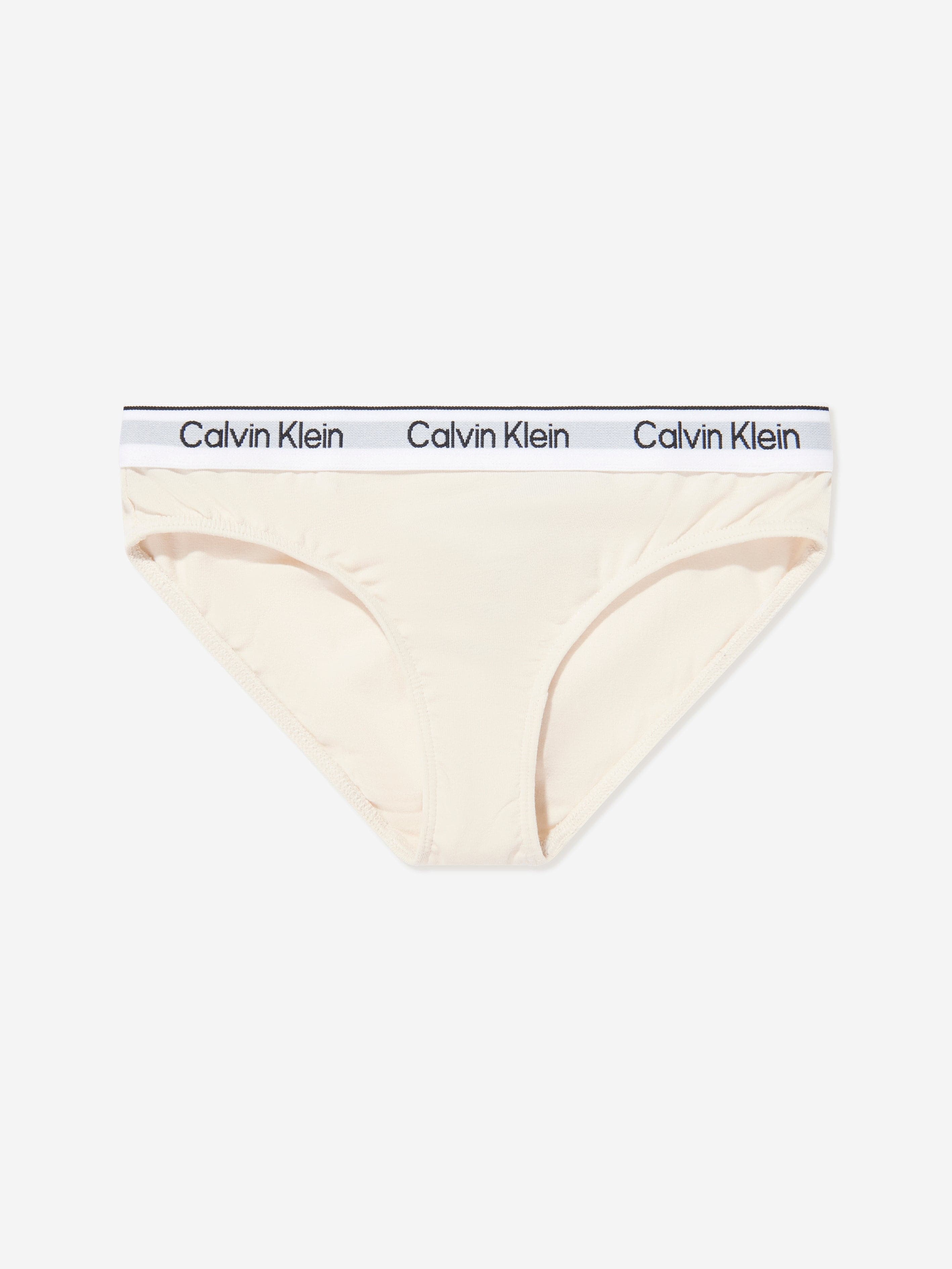 Calvin Klein Girls 2 Pack Bikini Knickers Set in Beige
