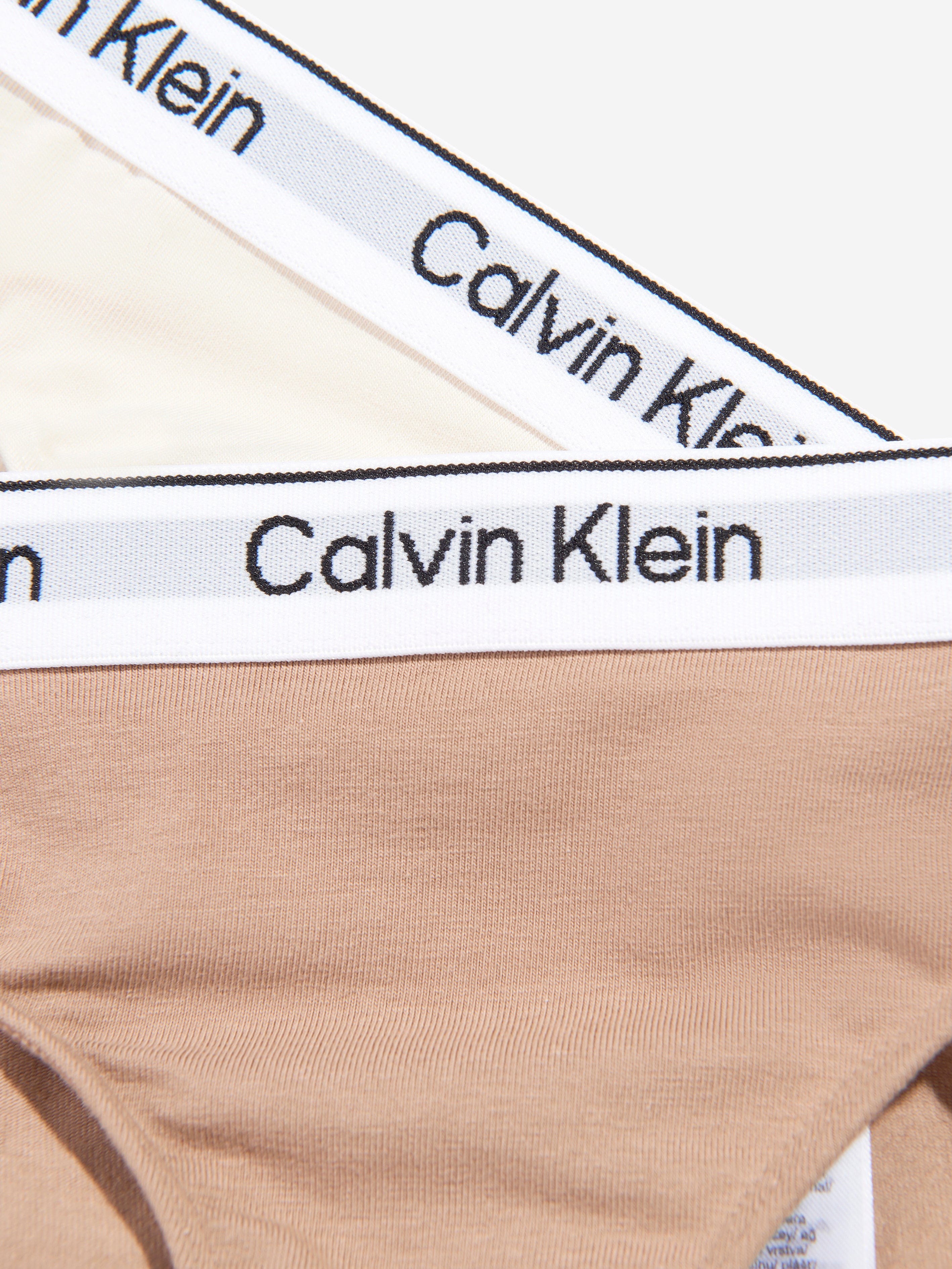 Calvin Klein Girls 2 Pack Bikini Knickers Set in Beige