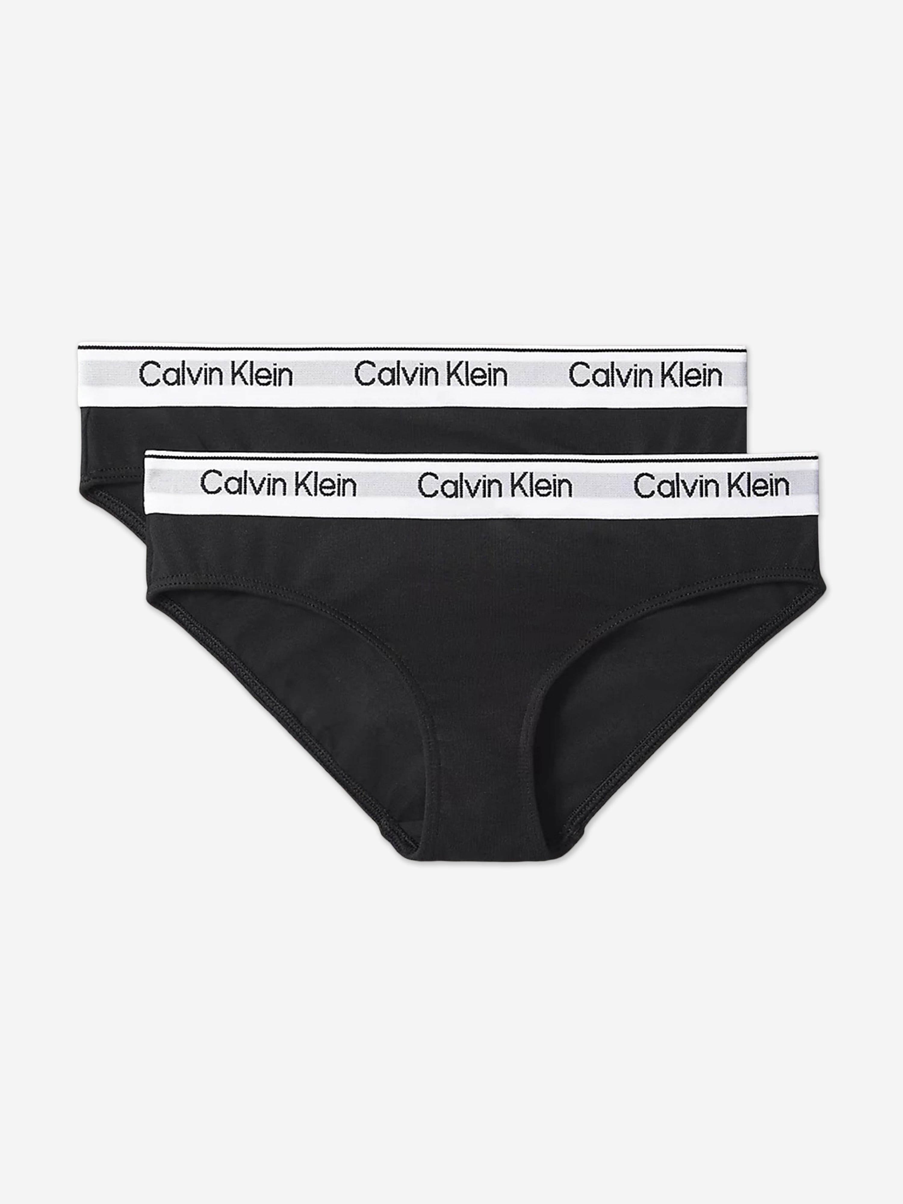 Calvin Klein Girls 2 Pack Bikini Knickers Set in Black