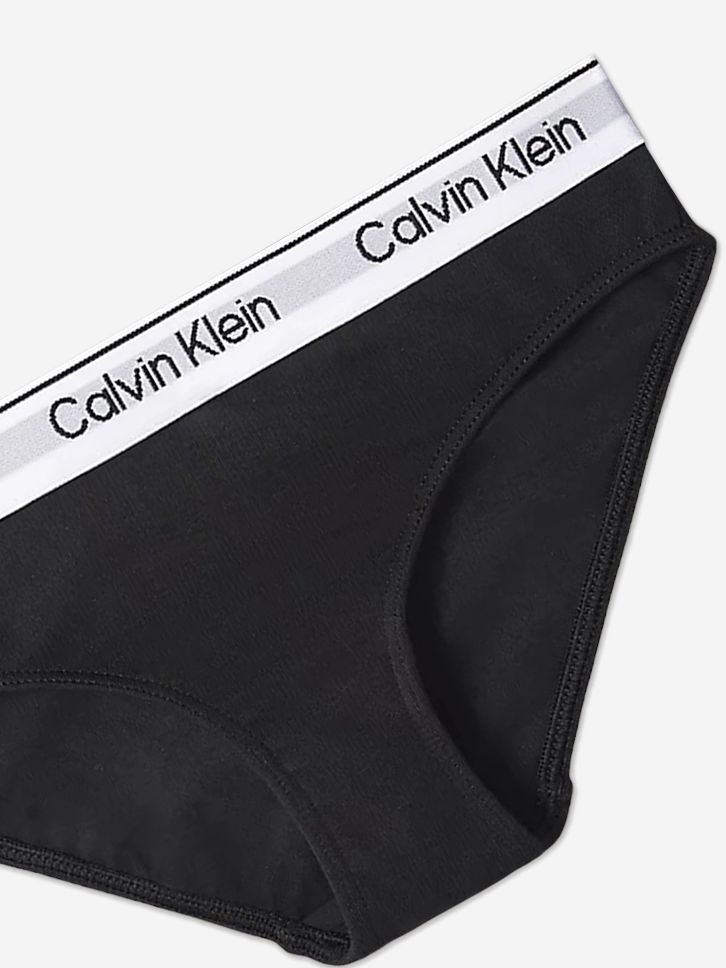 Calvin Klein Girls 2 Pack Bikini Knickers Set in Black