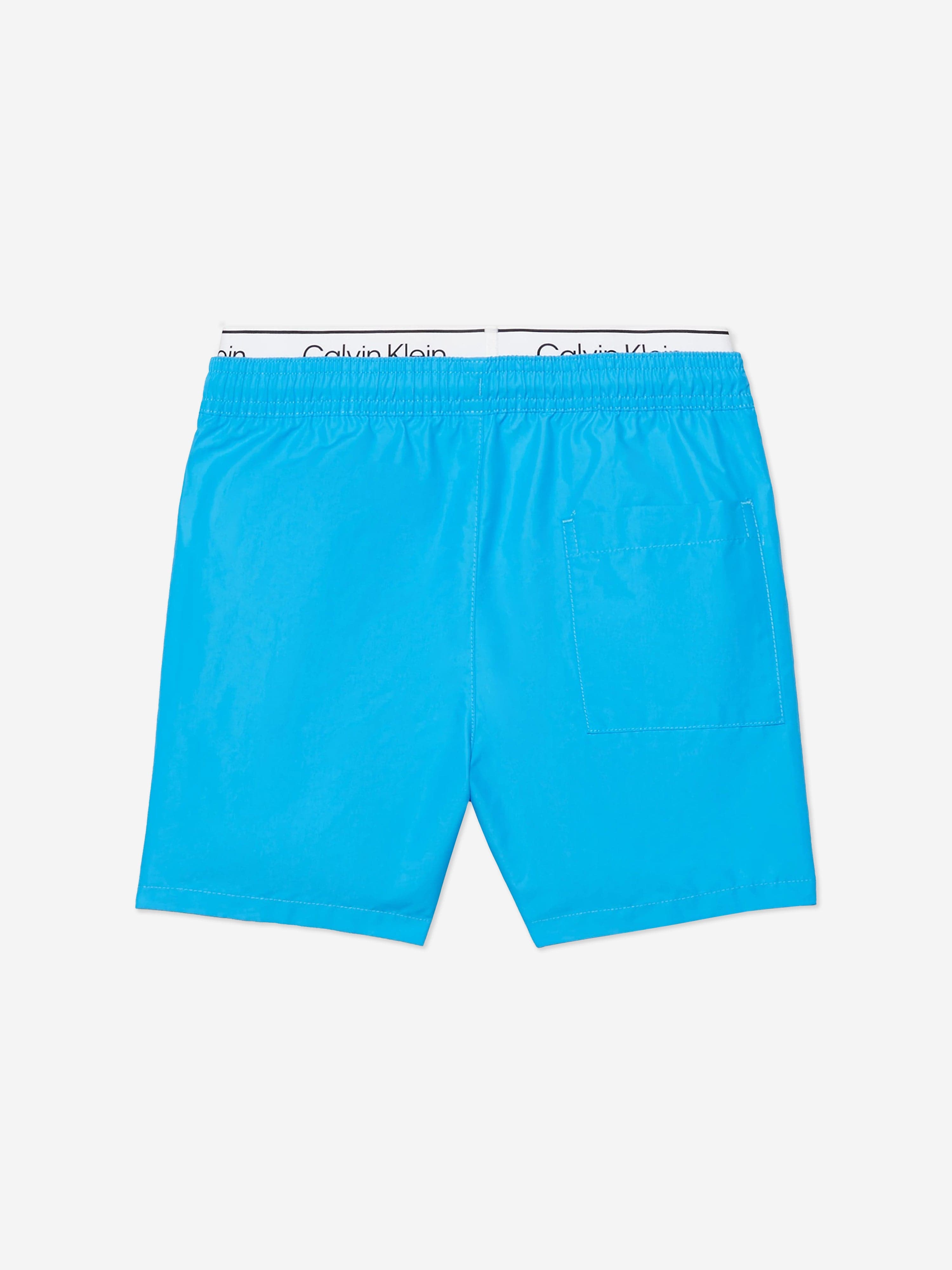 Calvin Klein Boys Double Waistband Swim Shorts in Blue