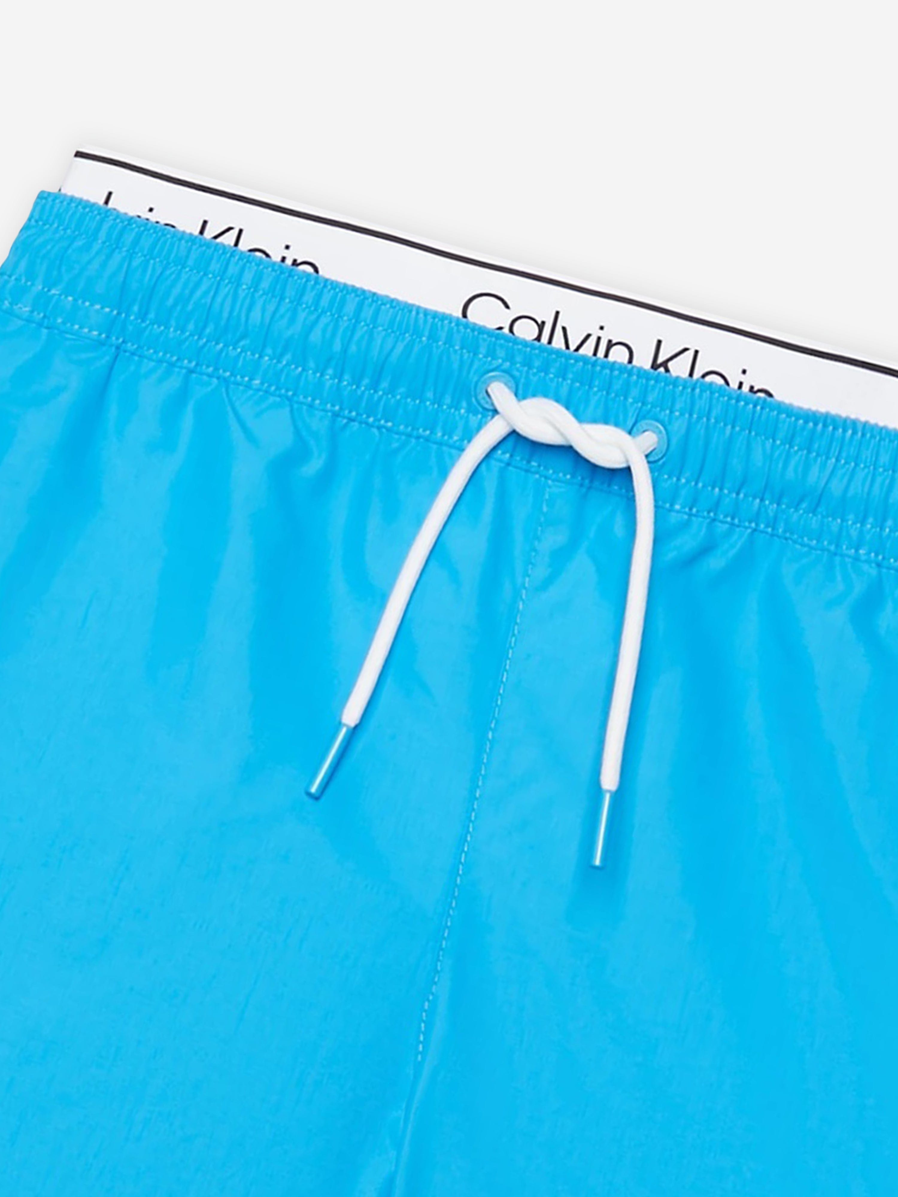 Calvin Klein Boys Double Waistband Swim Shorts in Blue