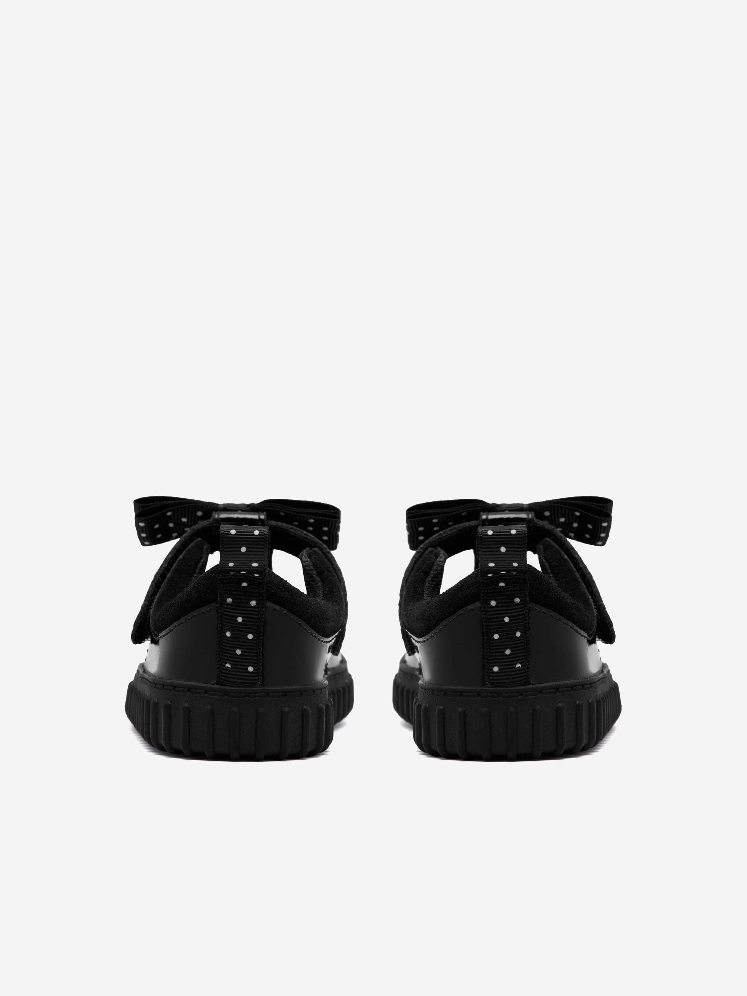 Clarks Girls Patent Leather Cove Bow Shoes in Black (Standard Fit)