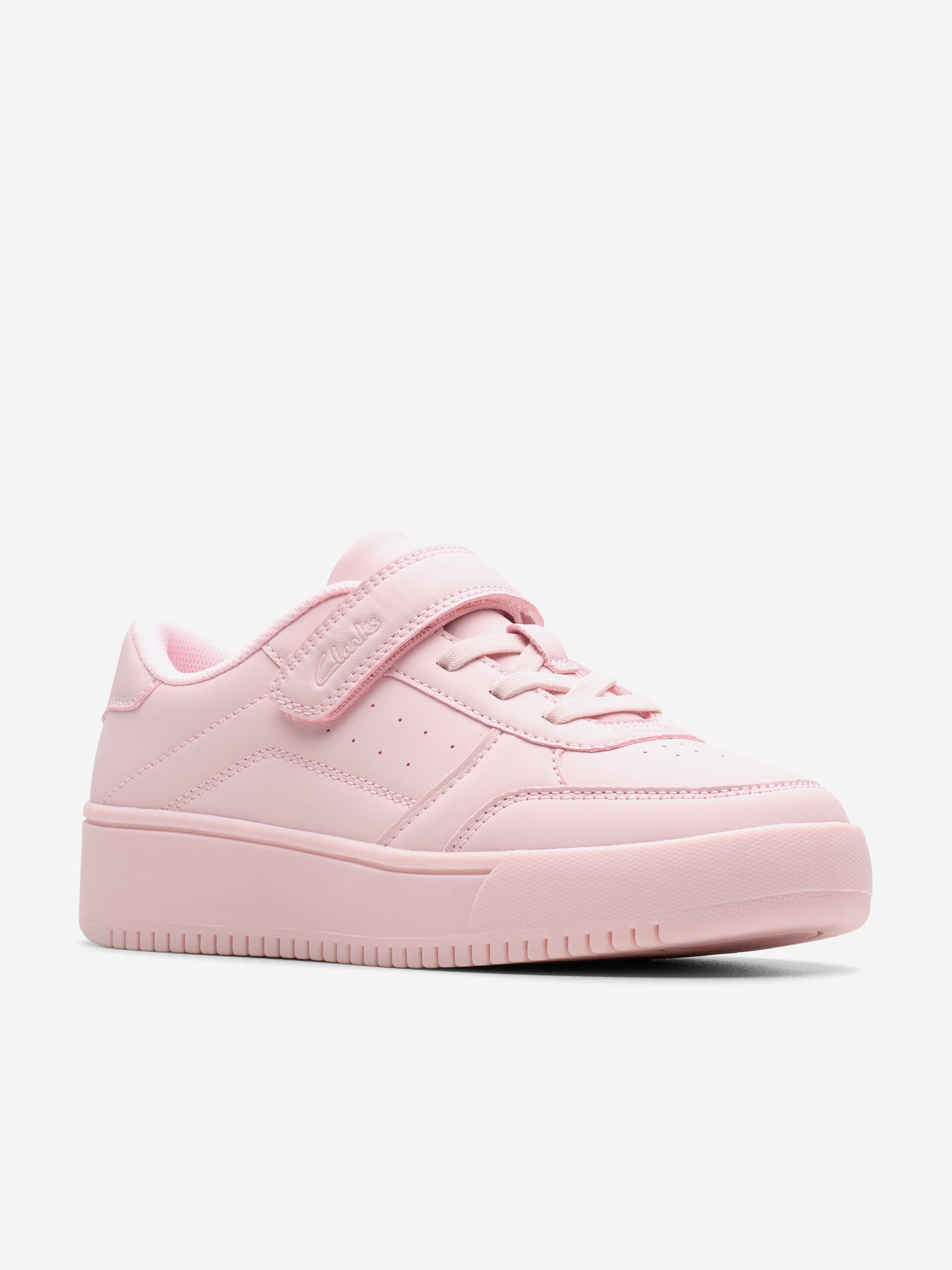 Clarks Girls Barley Step Trainers in Pink (Wide Fit)