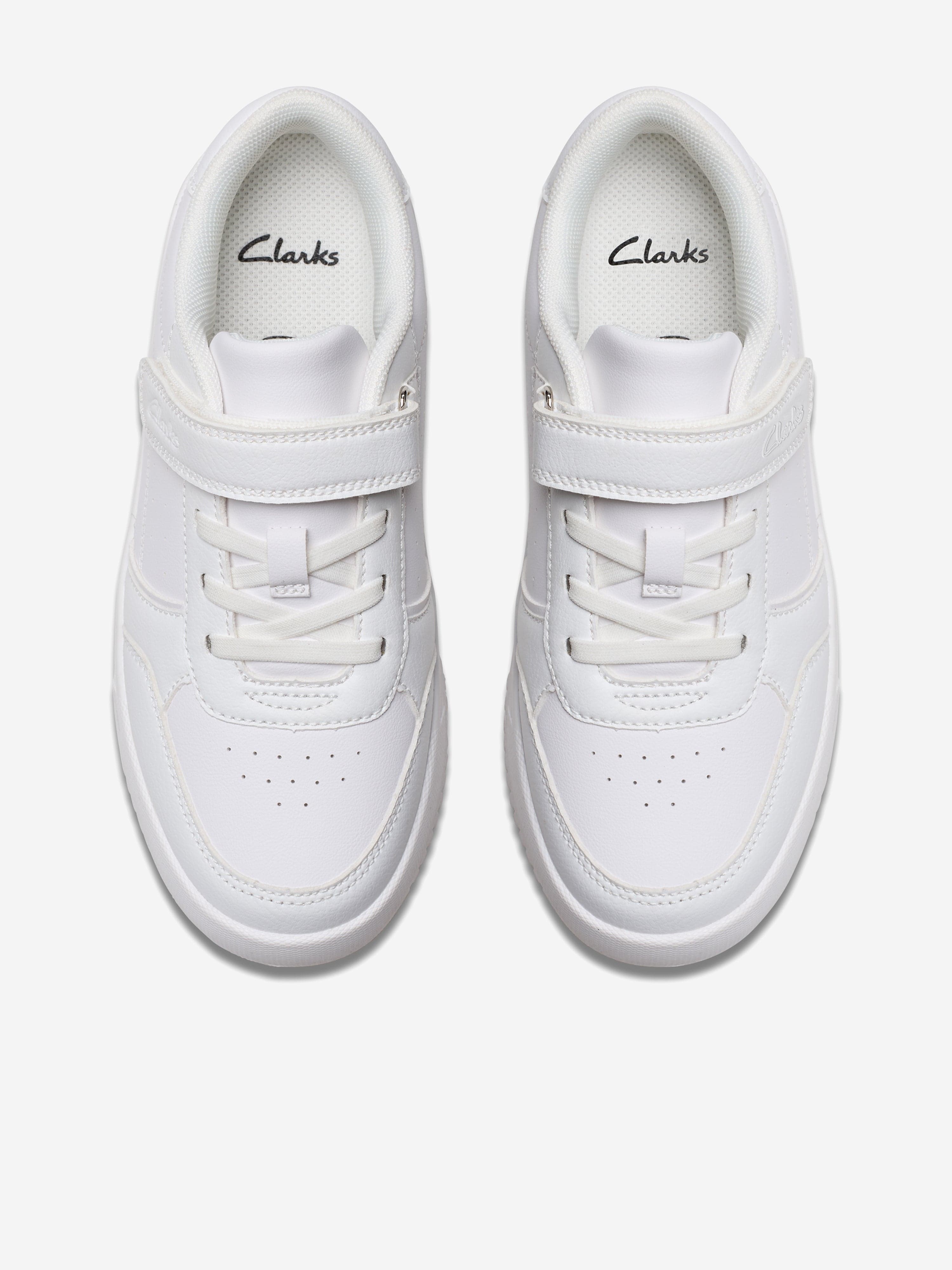 Clarks Kids Barley Step Trainers in White (Wide Fit)