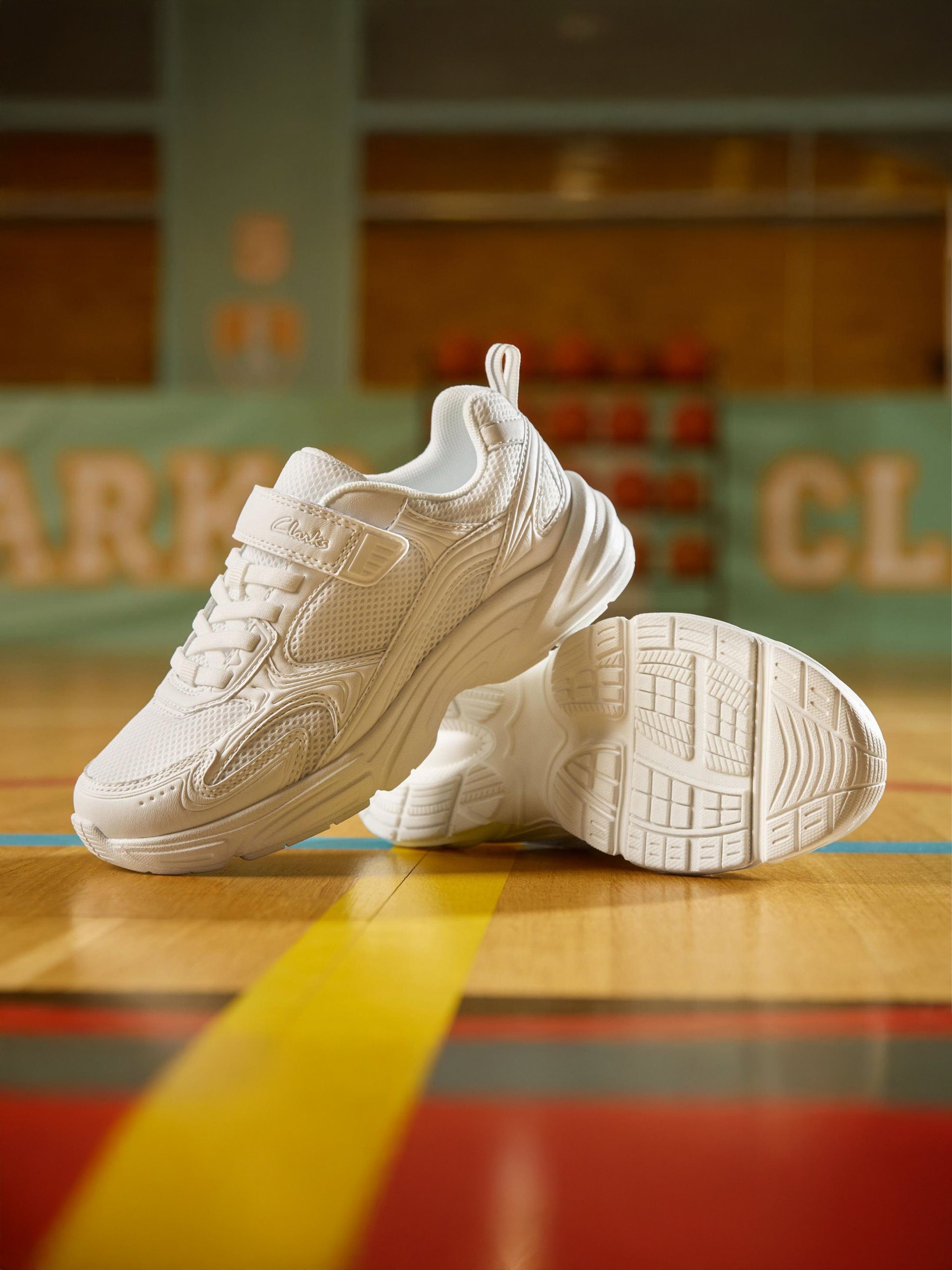 Clarks Kids Crafton Move Trainers in White (Wide Fit)