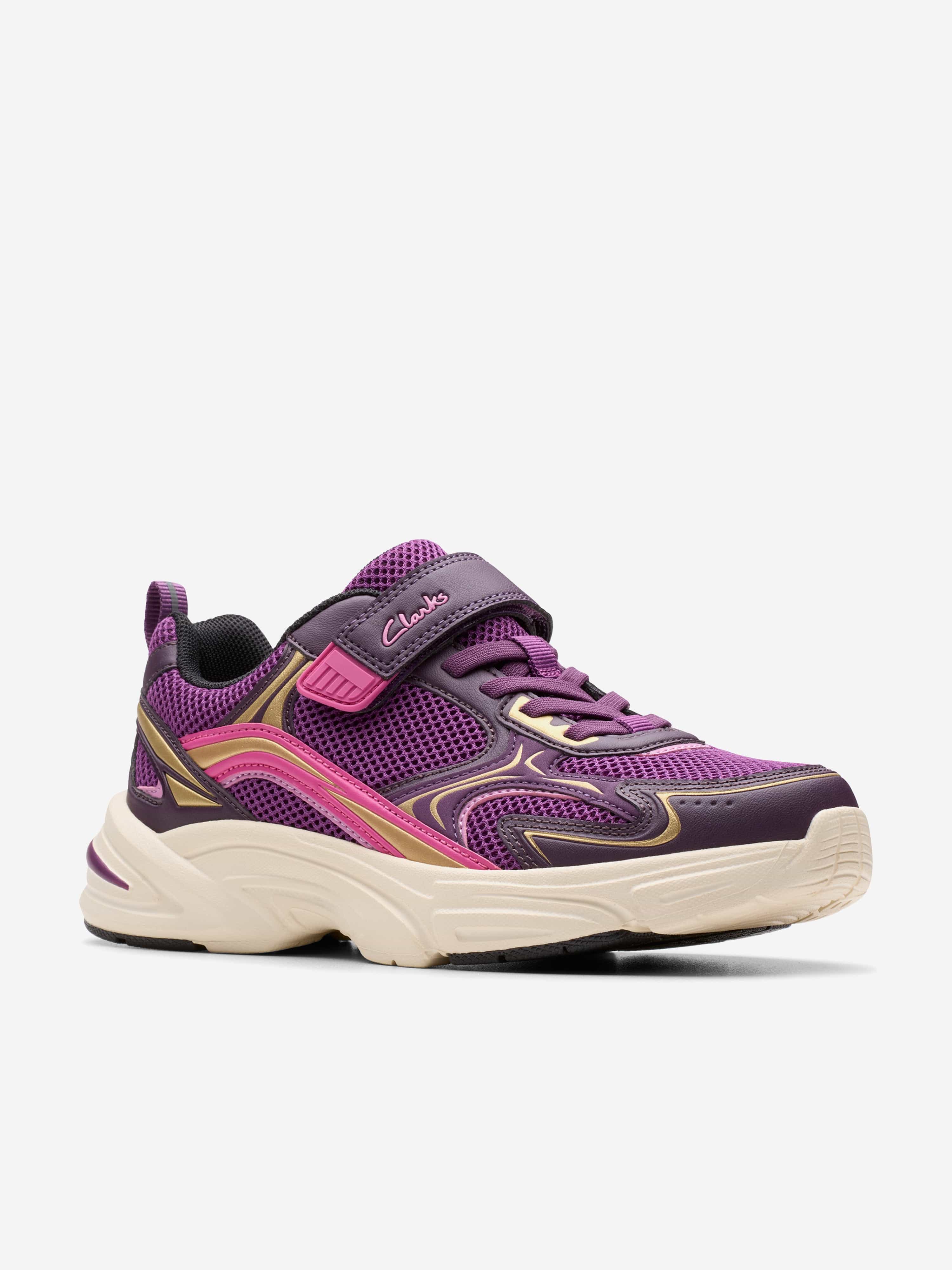 Clarks Girls Crafton Move Trainers in Purple (Wide Fit)