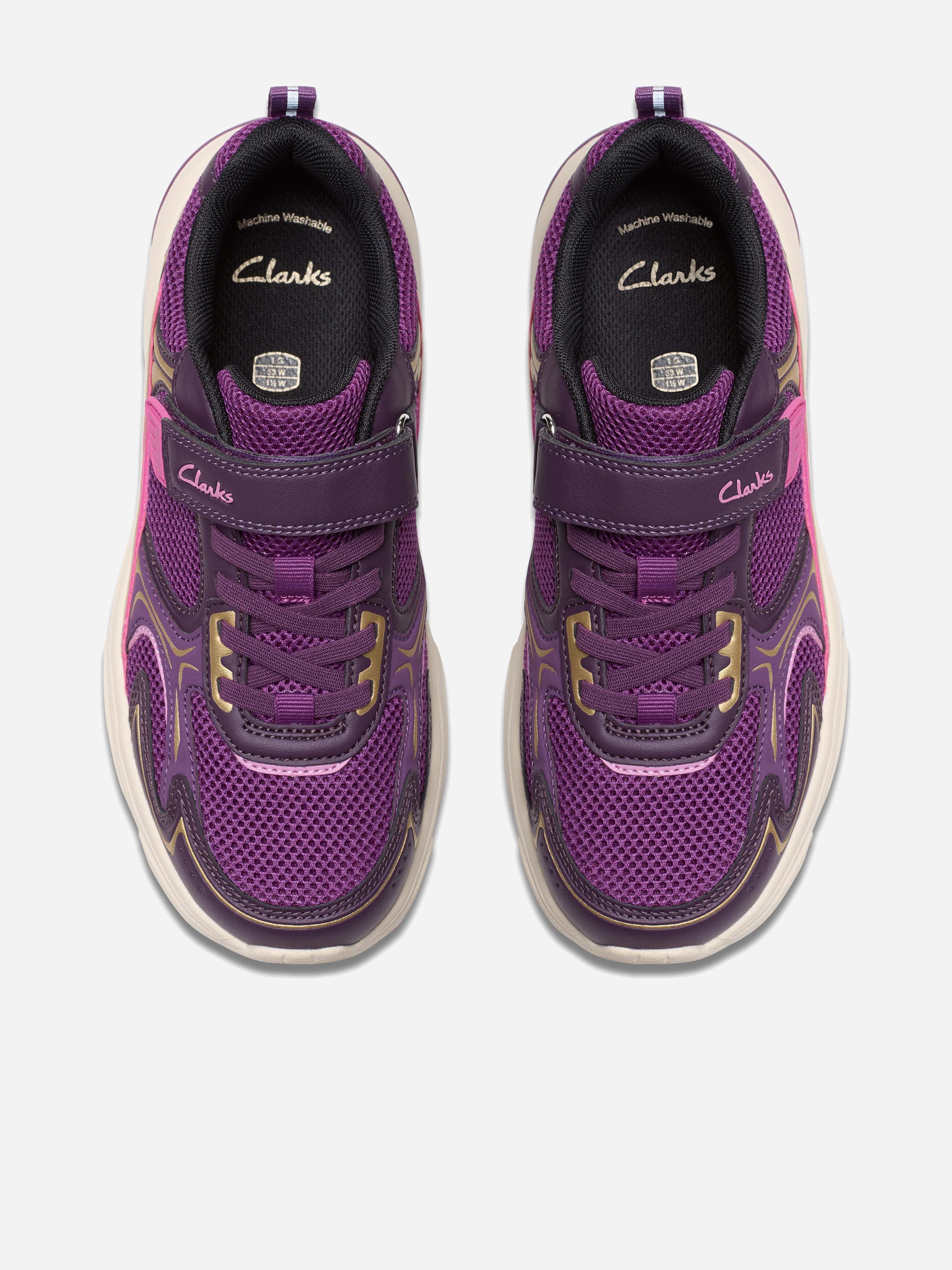 Clarks Girls Crafton Move Trainers in Purple (Wide Fit)