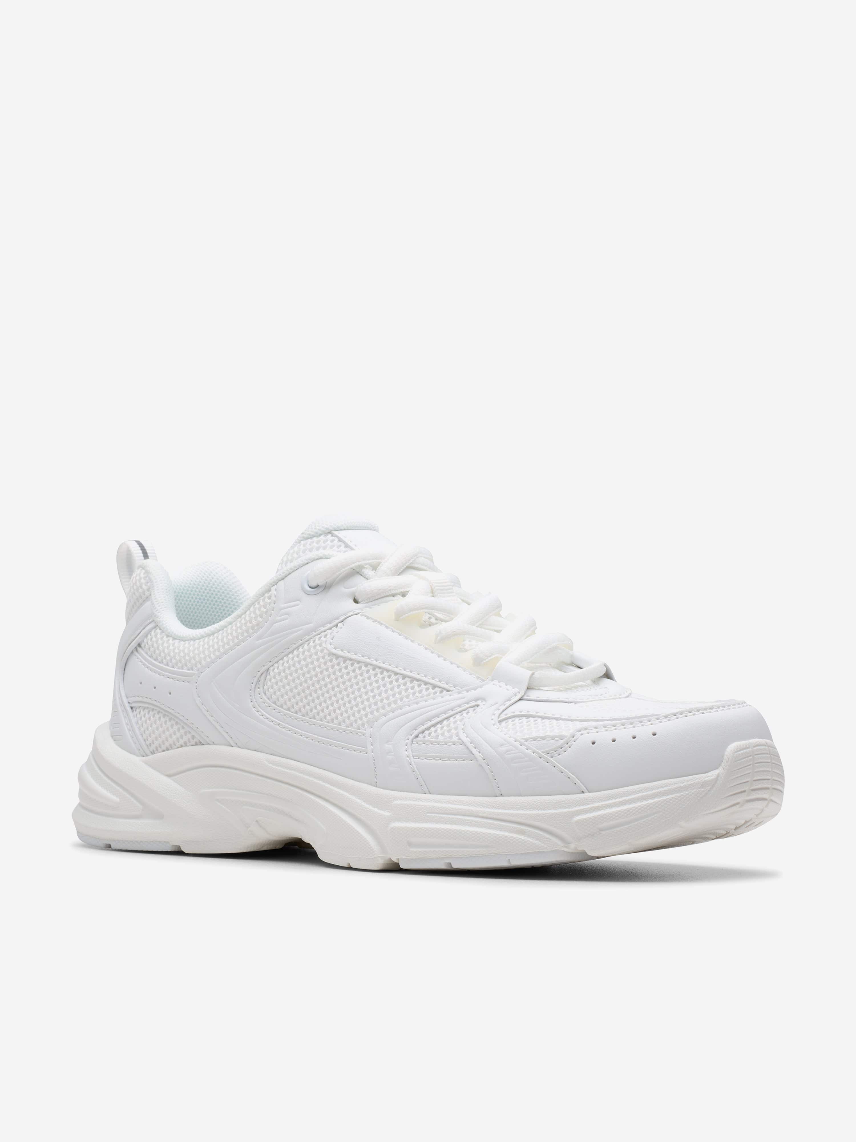 Clarks Kids Crafton Move Trainers in White (Wide Fit)