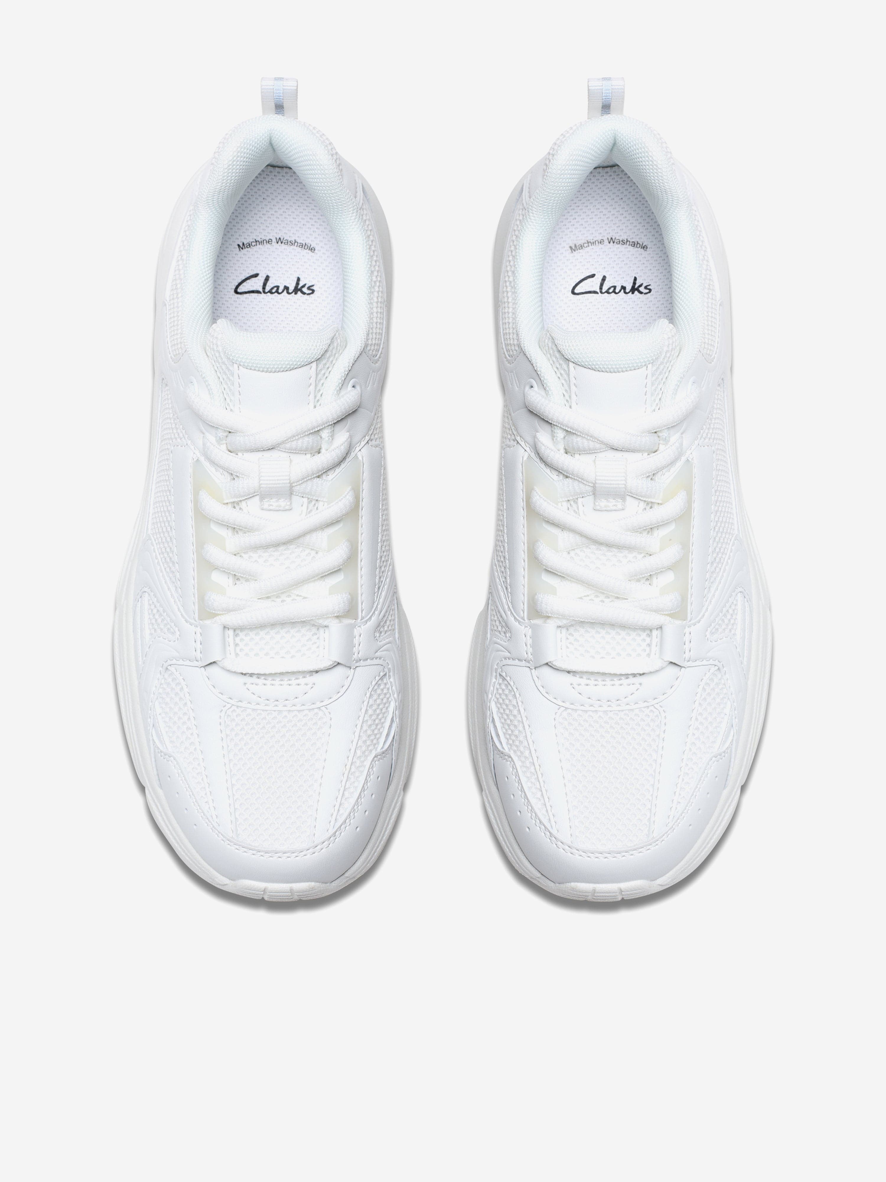 Clarks Kids Crafton Move Trainers in White (Wide Fit)