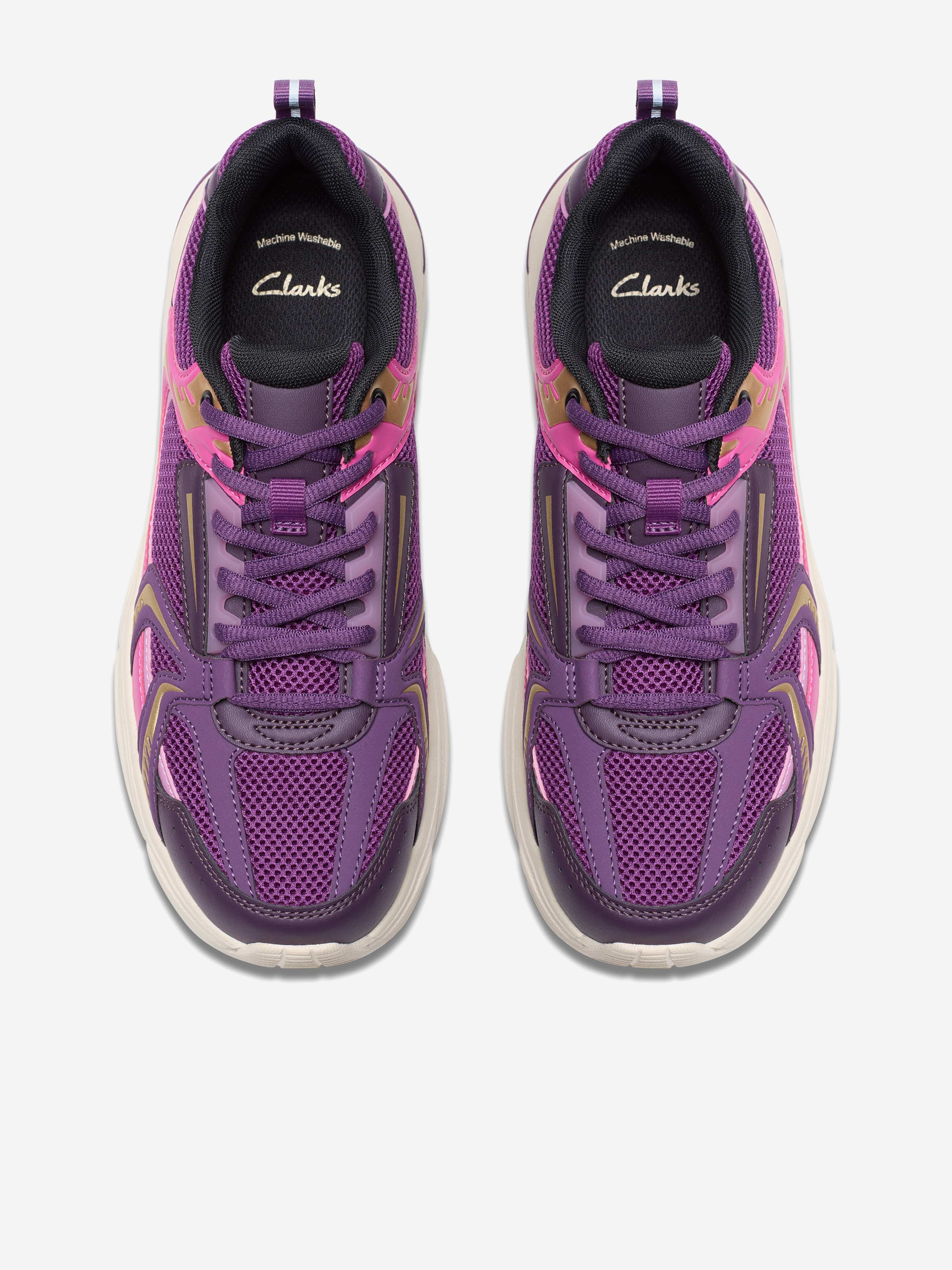 Clarks Girls Crafton Move Trainers in Purple (Wide Fit)