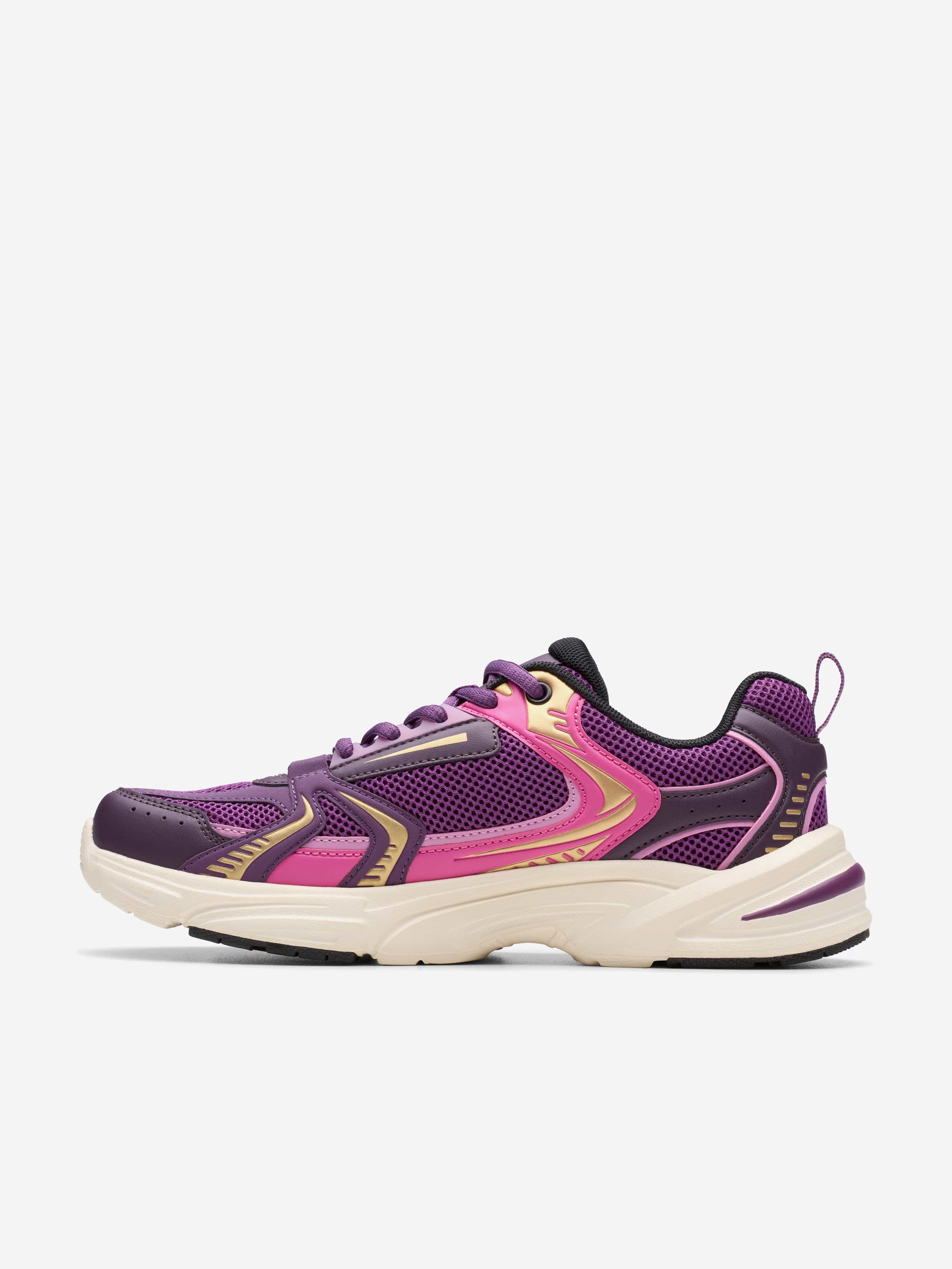 Clarks Girls Crafton Move Trainers in Purple (Wide Fit)