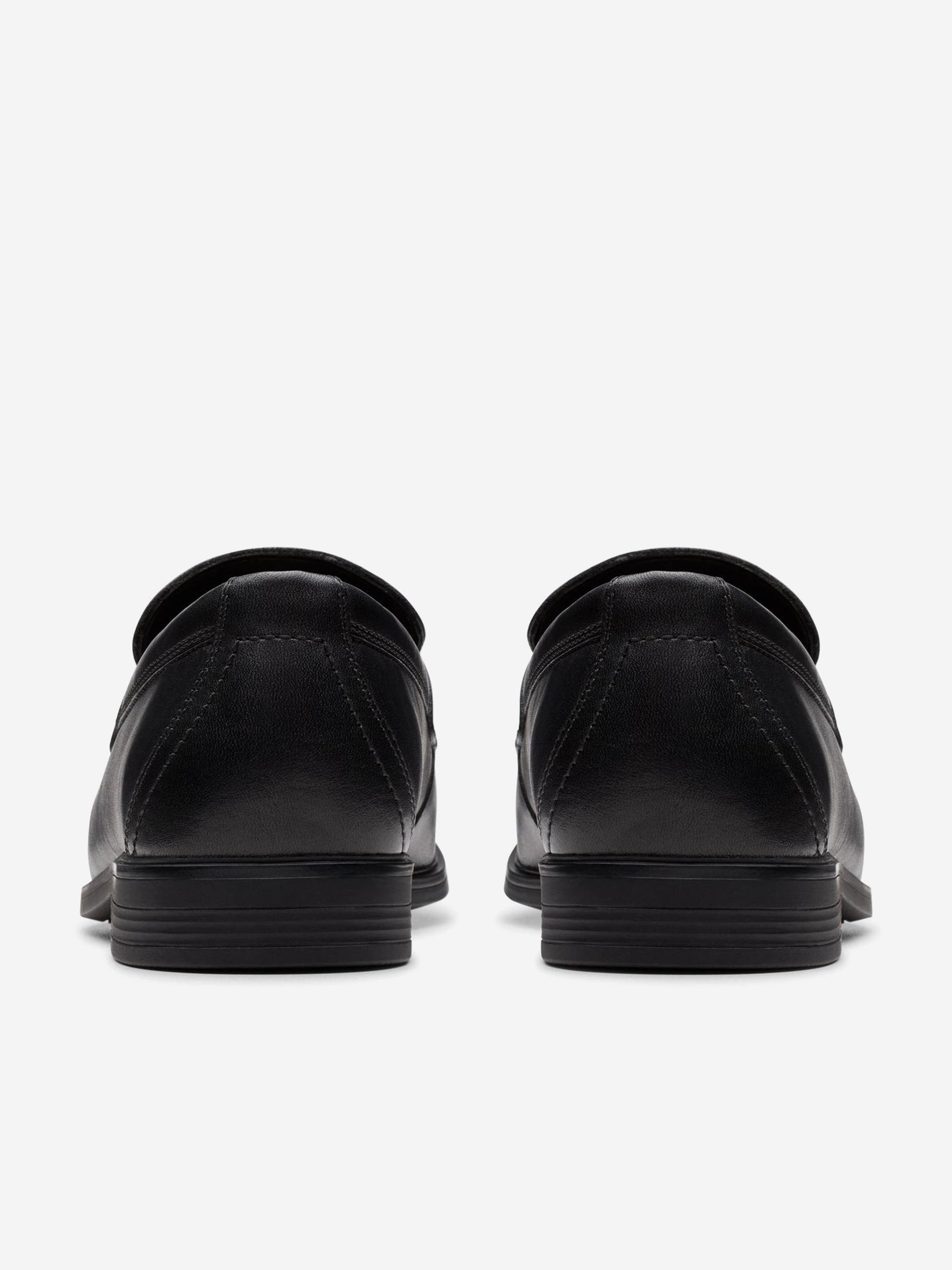 Clarks Boys Leather Jonwin Craft Shoes in Black (Wide Fit)