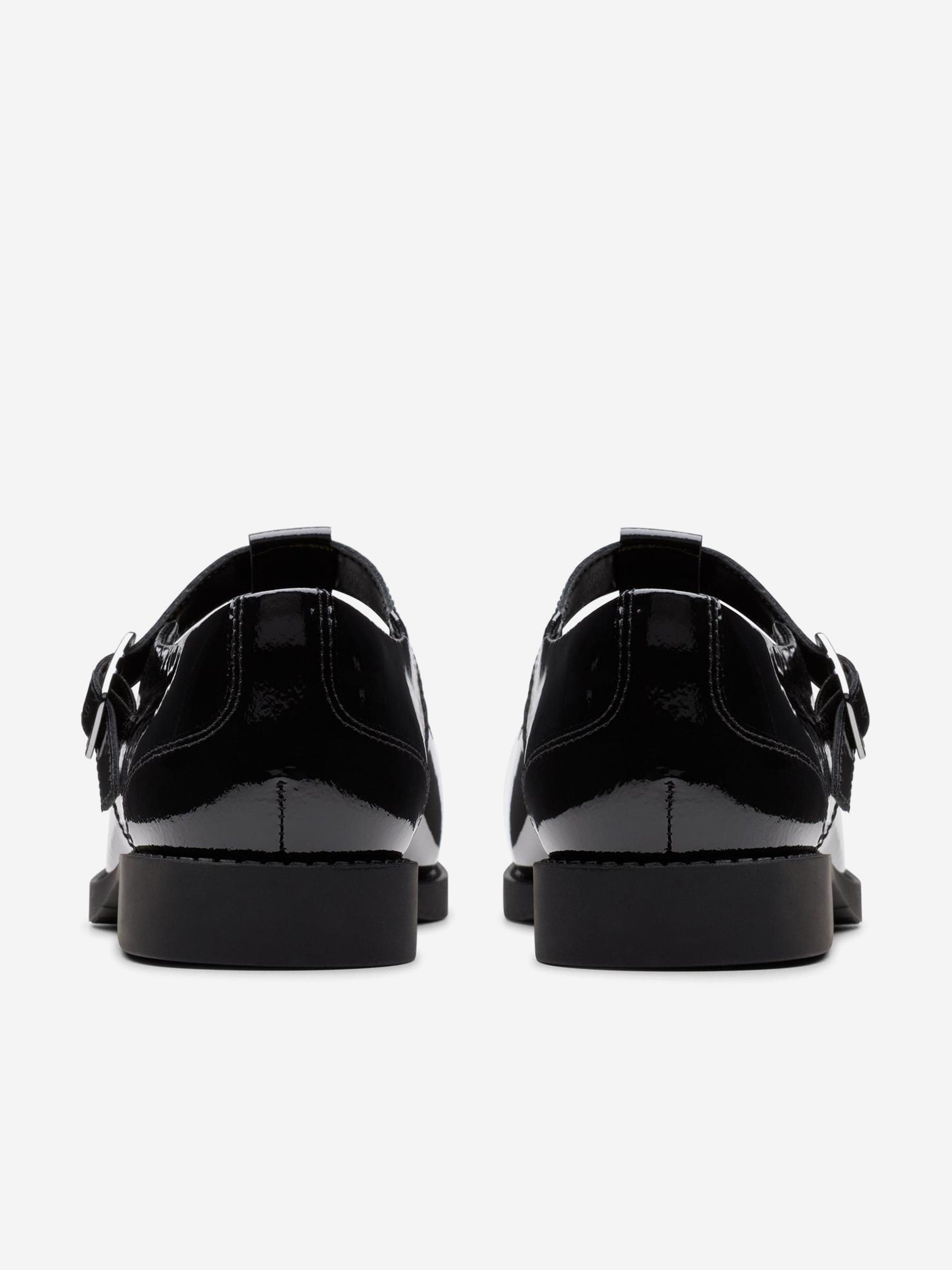 Clarks Girls Patent Leather Tapa Hope Shoes in Black (Standard Fit)