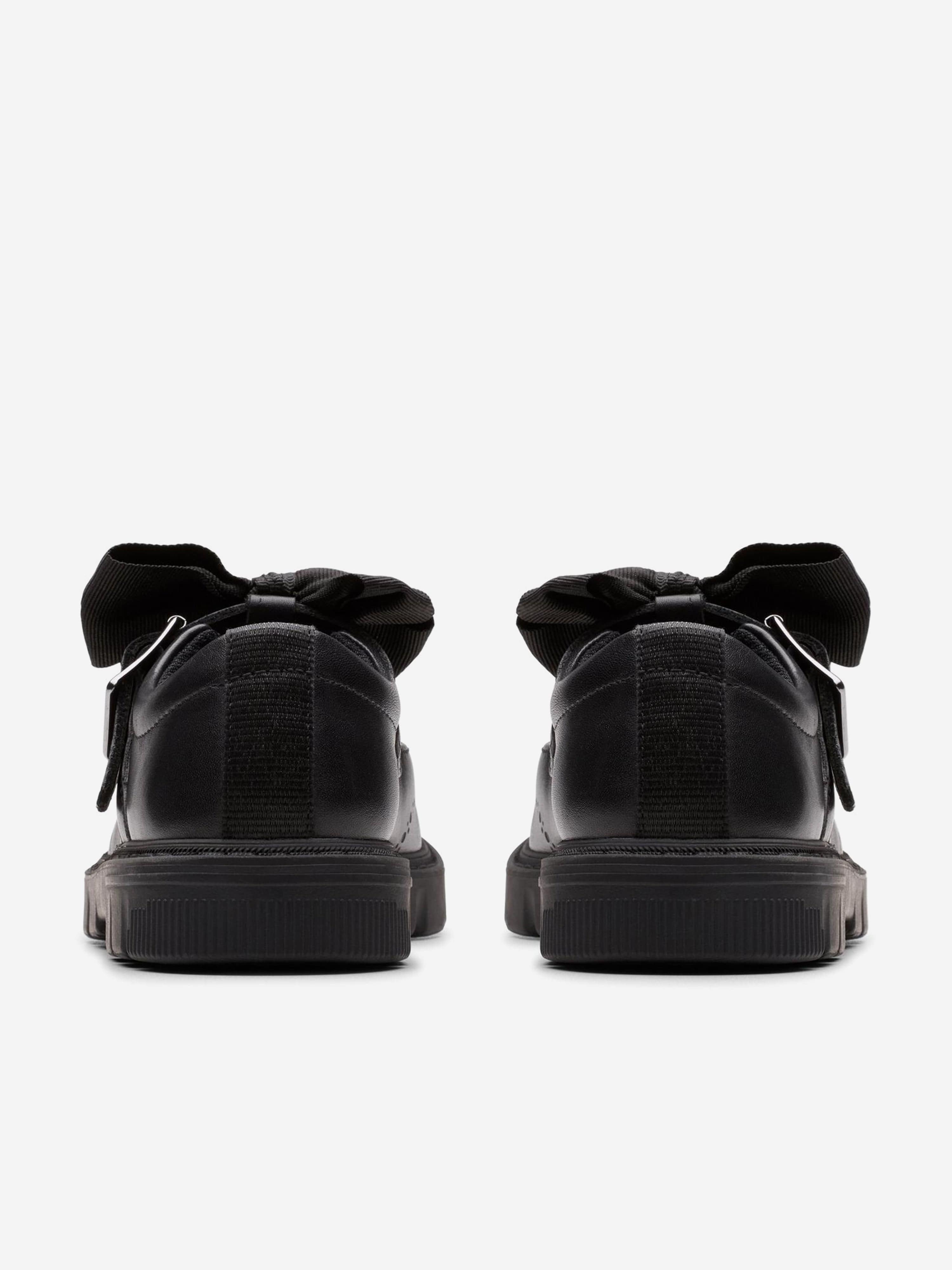 Clarks Girls Leather Lorcam Jane Shoes in Black (Standard Fit)