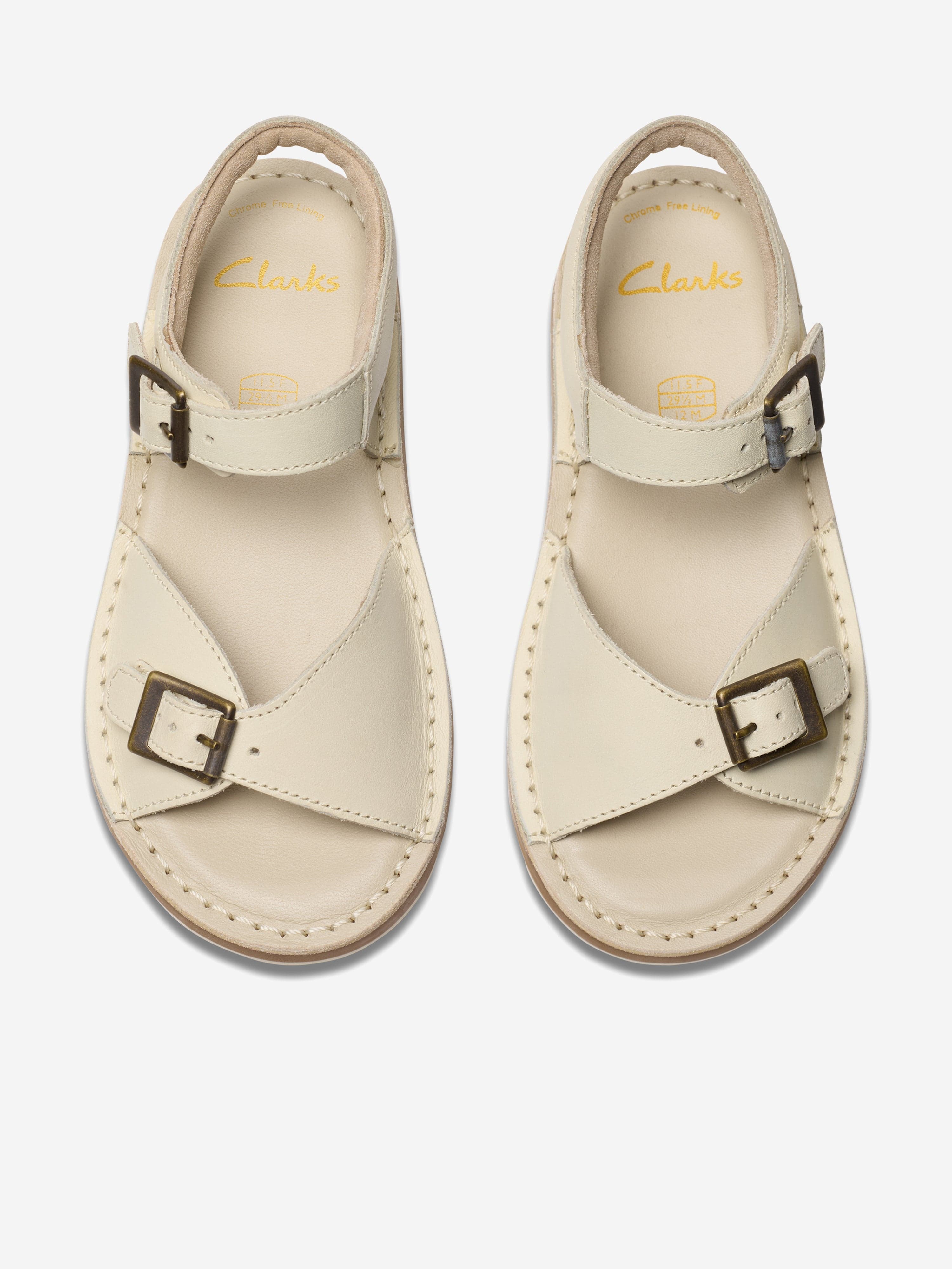 Clarks Girls Leather Play Sun Reef Sandals in White (Standard Fit)