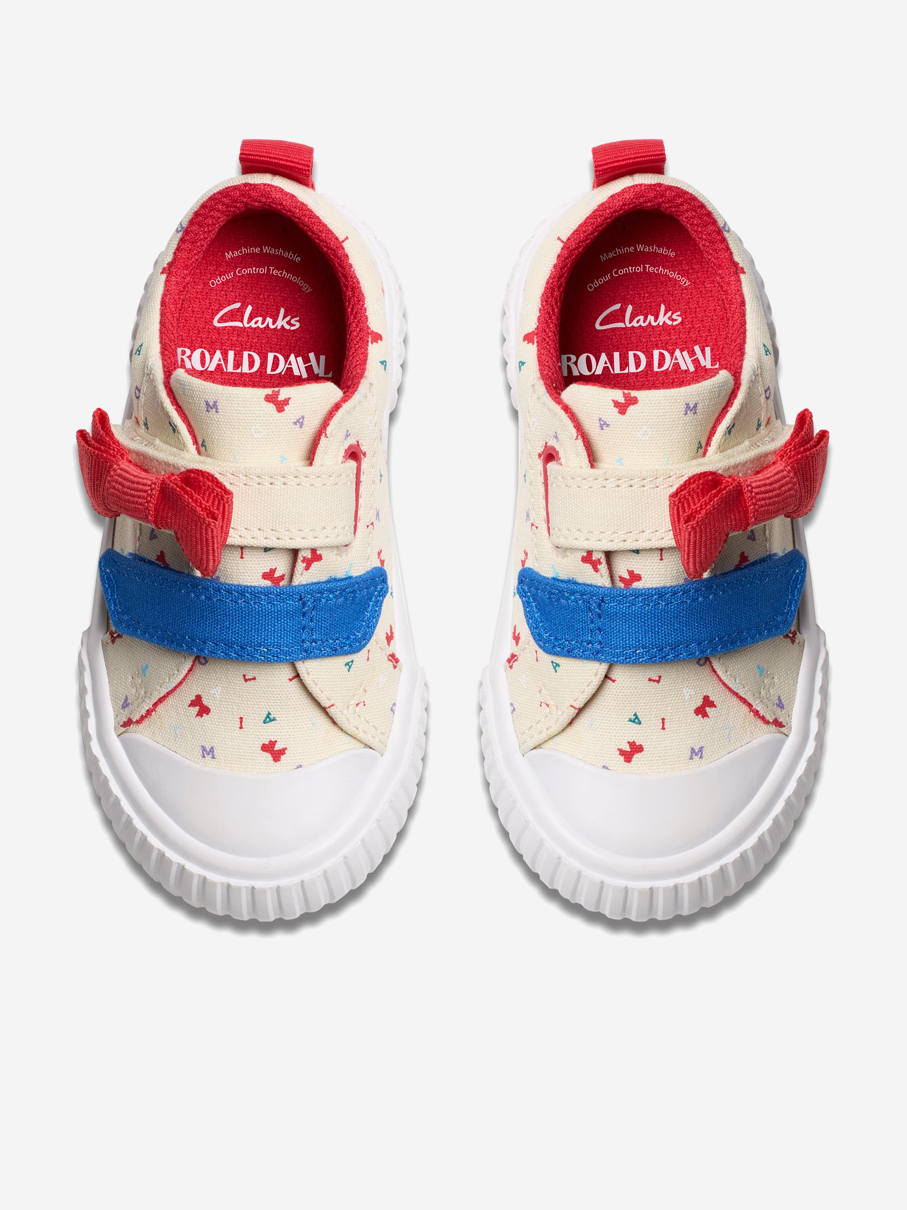 Clarks Girls Roald Dahl Foxing Bow Trainers in Ivory (Wide Fit)