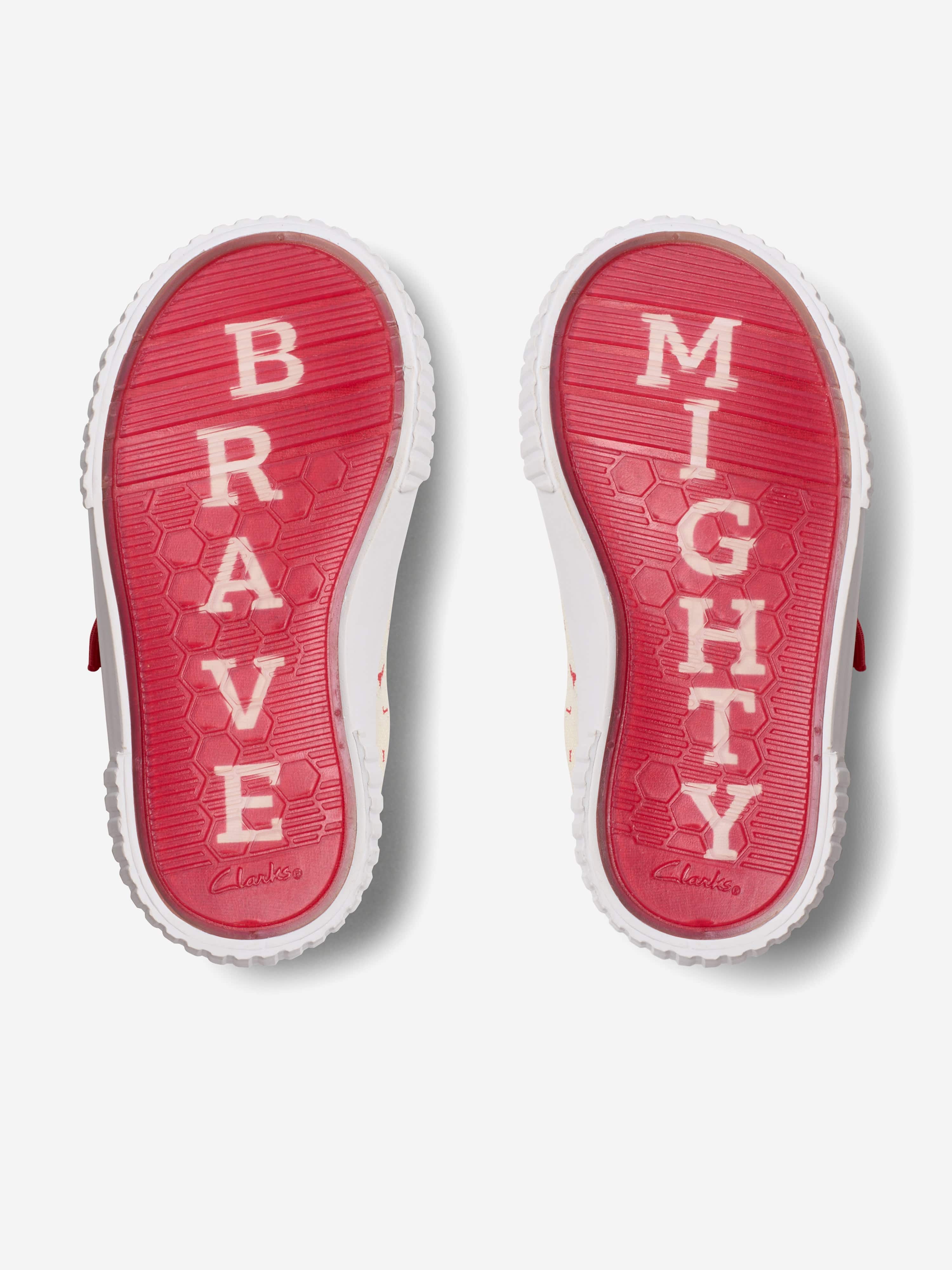 Clarks Girls Roald Dahl Foxing Bow Trainers in Ivory (Wide Fit)