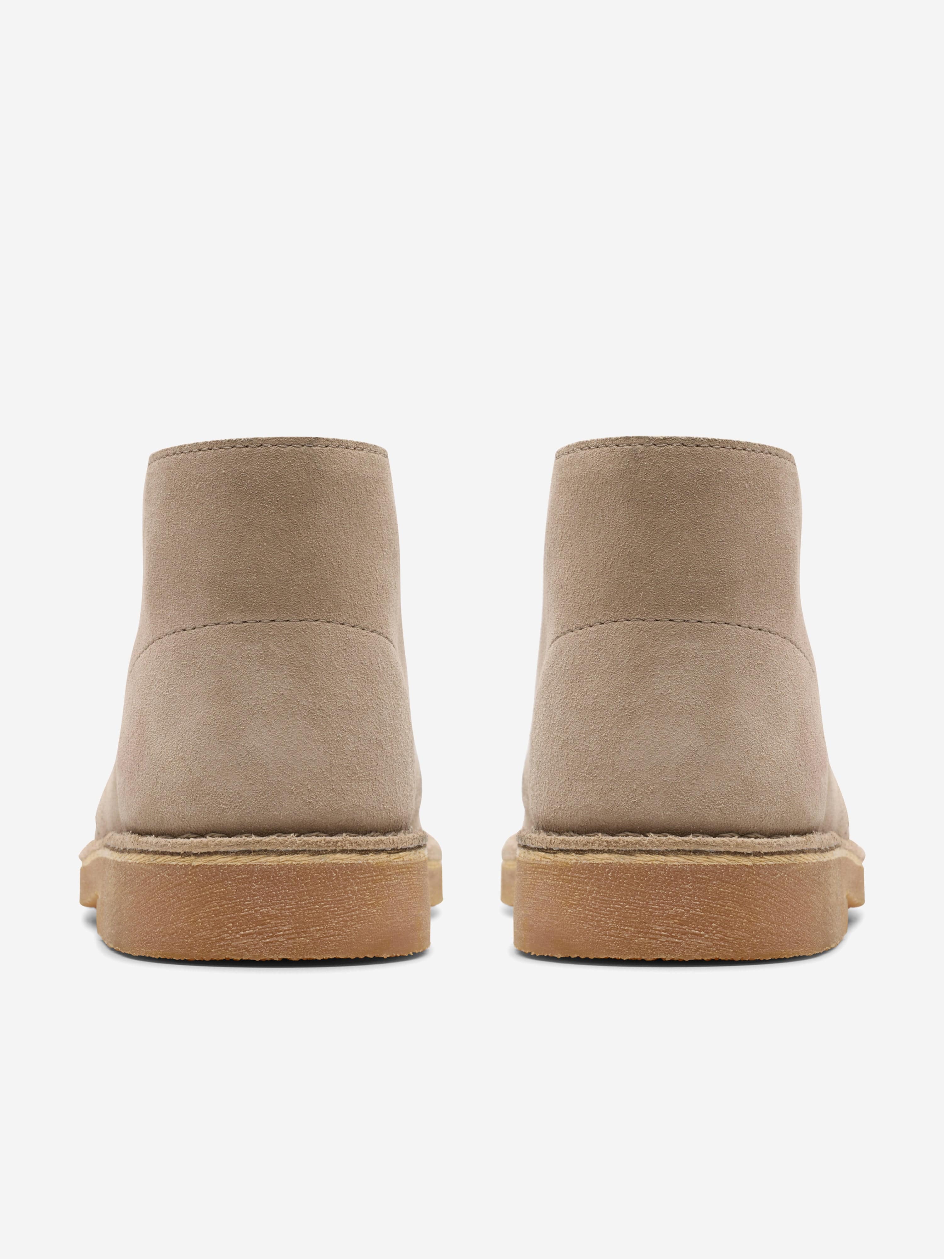 Clarks Kids Suede Desert Boots in Beige (Wide Fit)