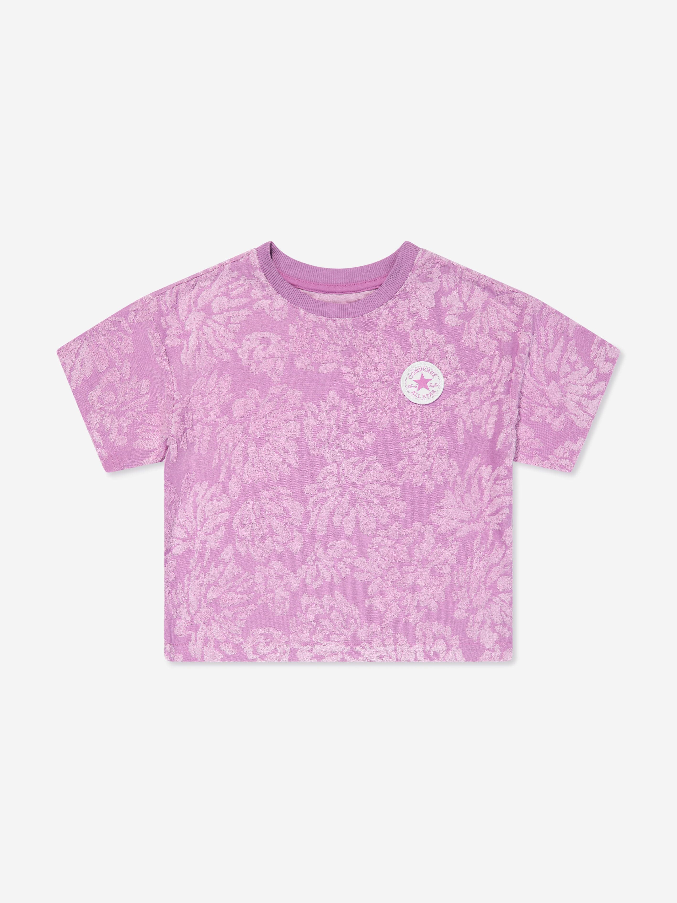 Converse Girls Floral Jacquard Dolman T-Shirt in Purple