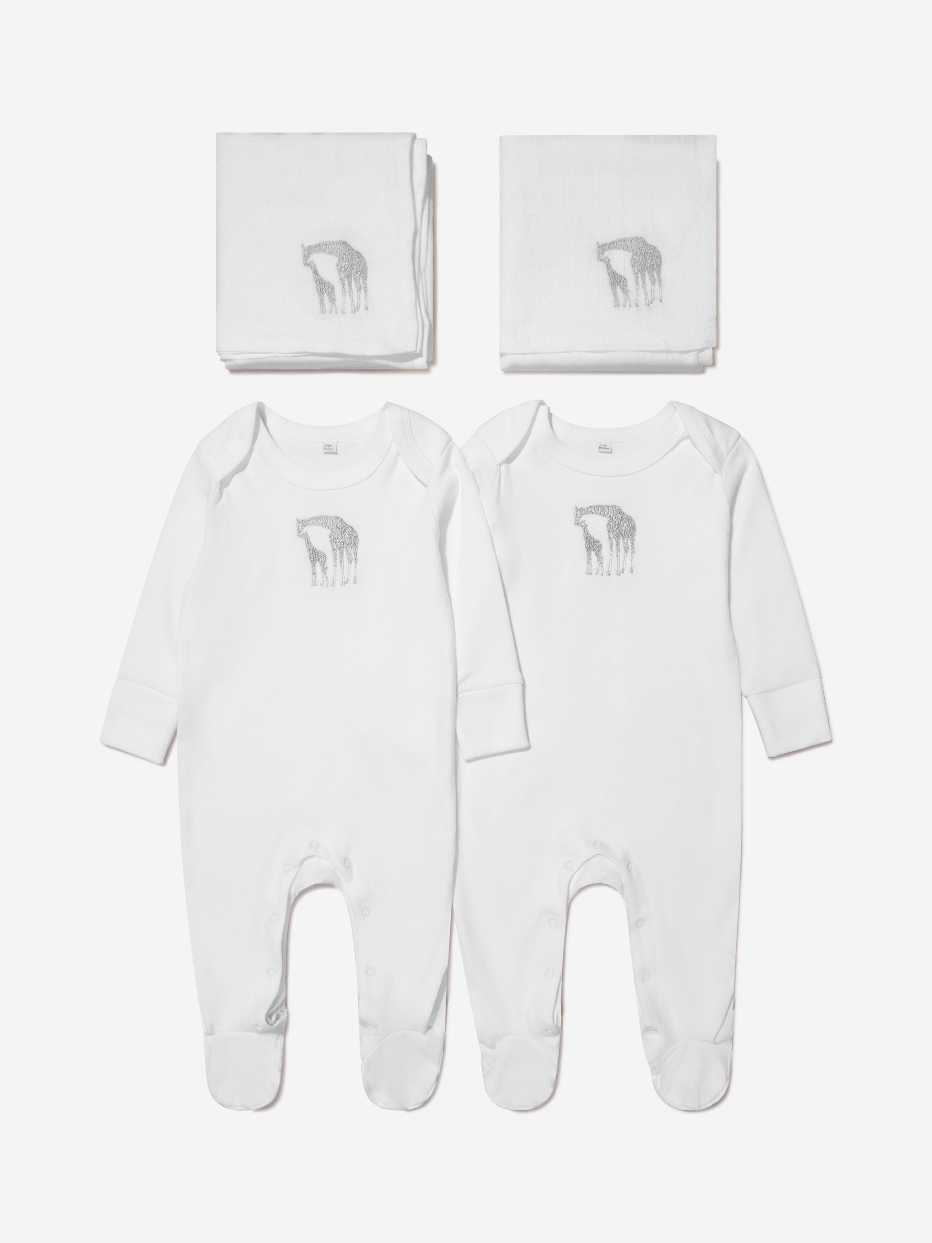 Cotton and Company Baby Unisex Organic Cotton Giraffe Babygrow And Muslin Set