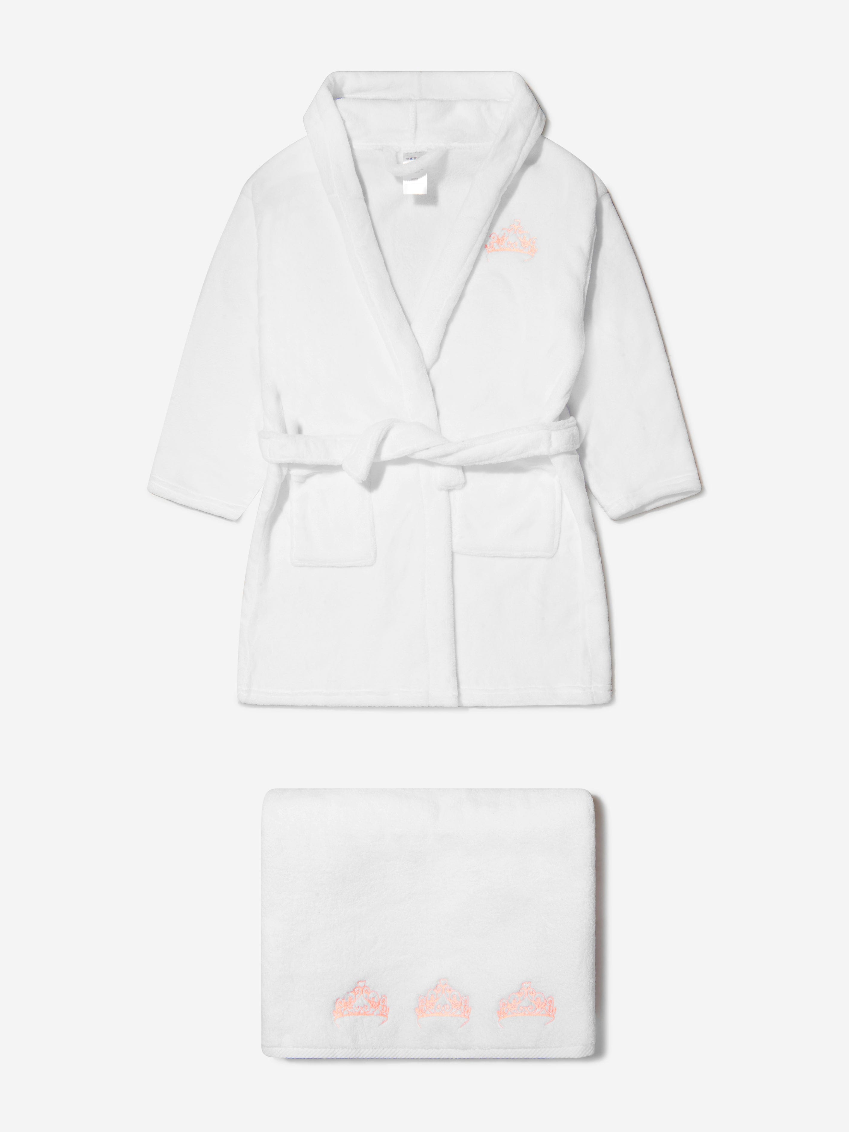 Cotton and Company Girls Cotton Crown Bathrobe And Towel Set