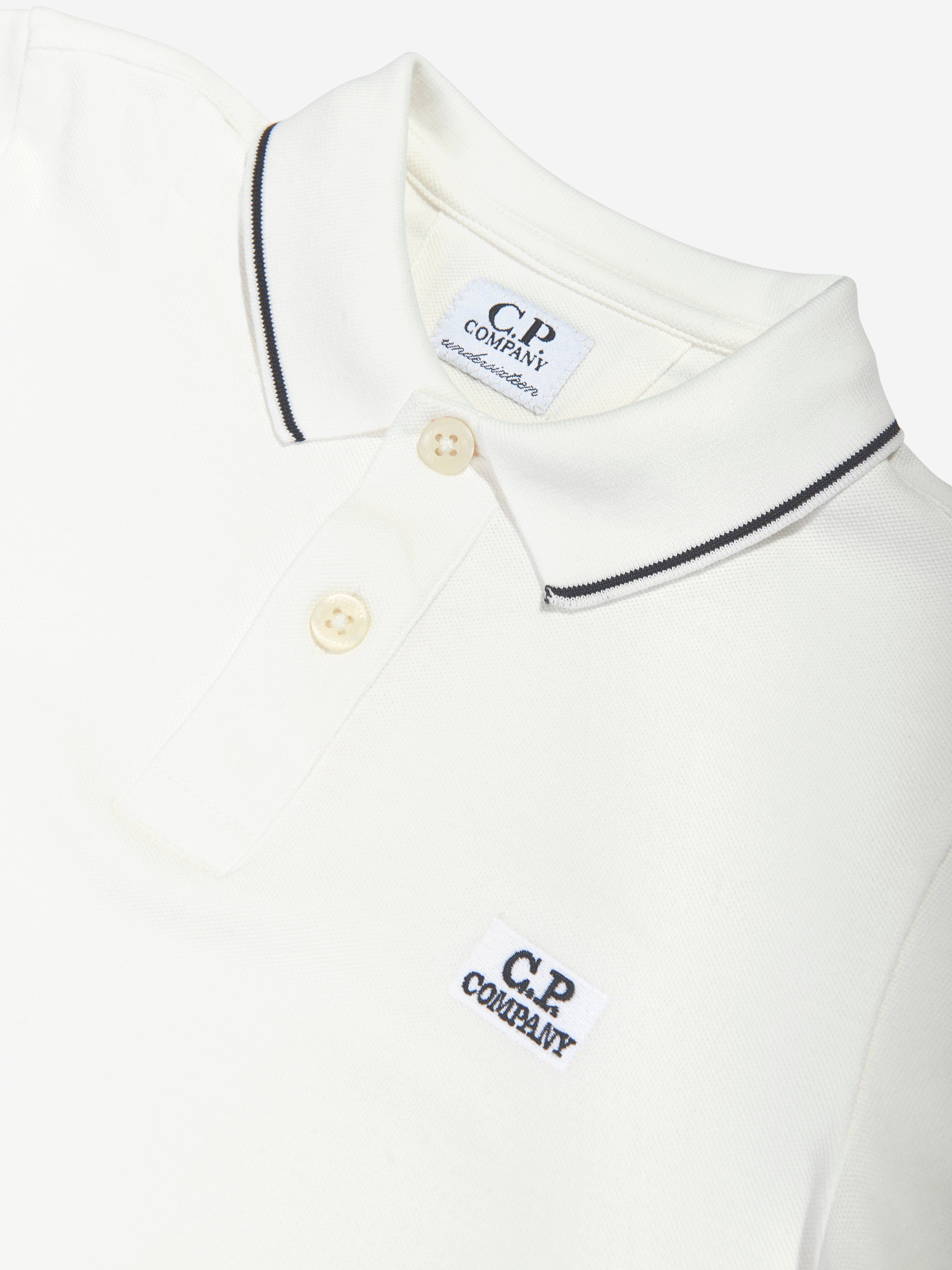 Boys Logo Polo Shirt in Ivory