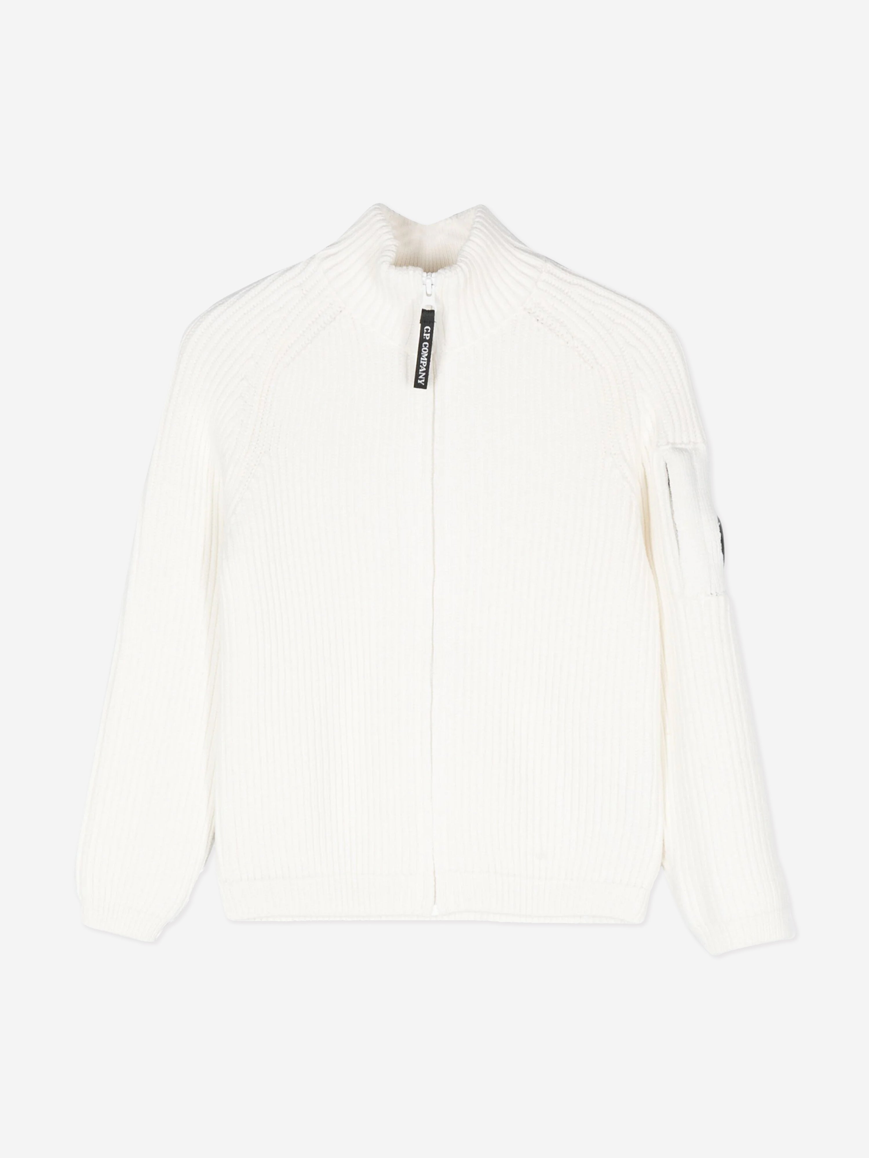 Boys Zip Up Knitted Top in Ivory