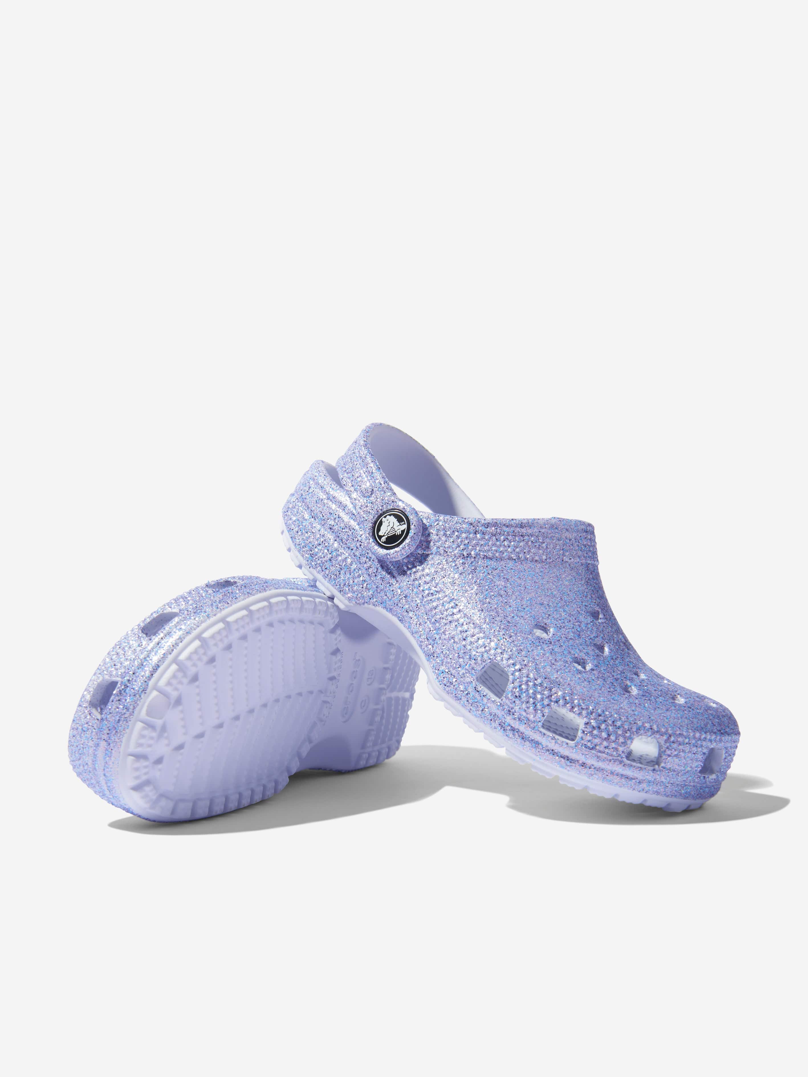 Crocs Girls Classic Glitter Clog in Blue