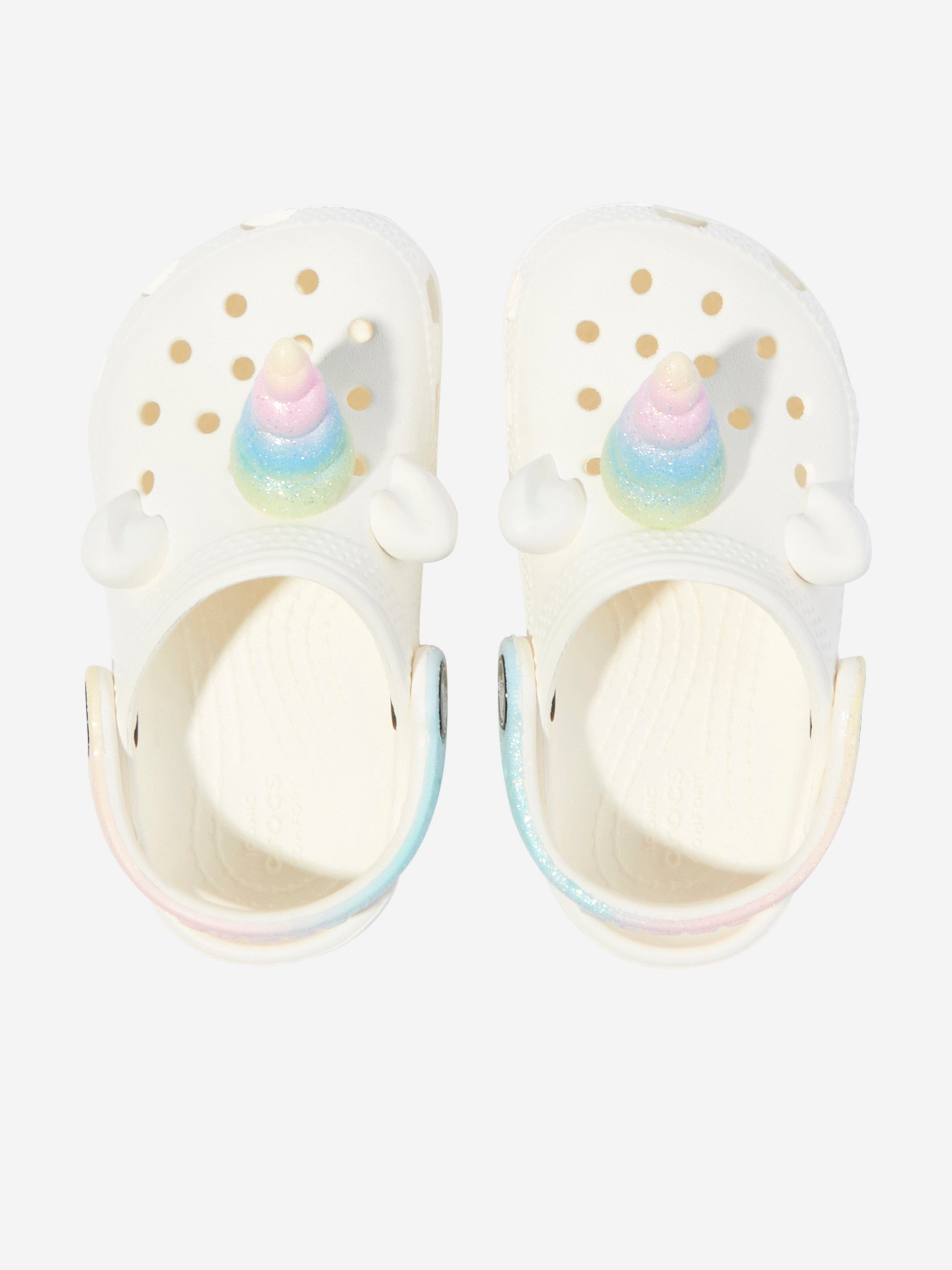 Crocs Girls Classic I Am Rainbow Unicorn Clog in White