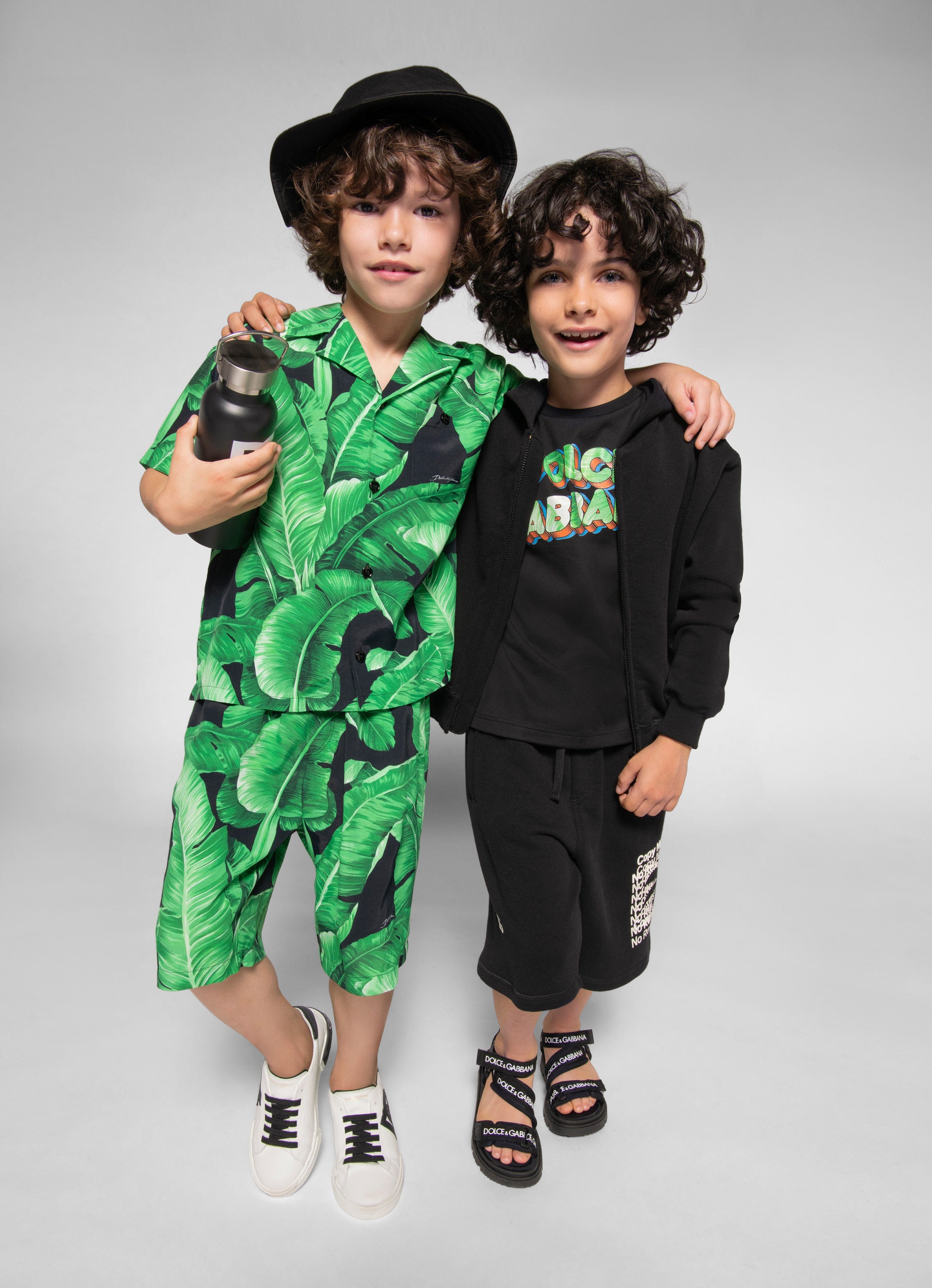 Dolce & Gabbana Boys Banana Leaf Bermuda Shorts in Green