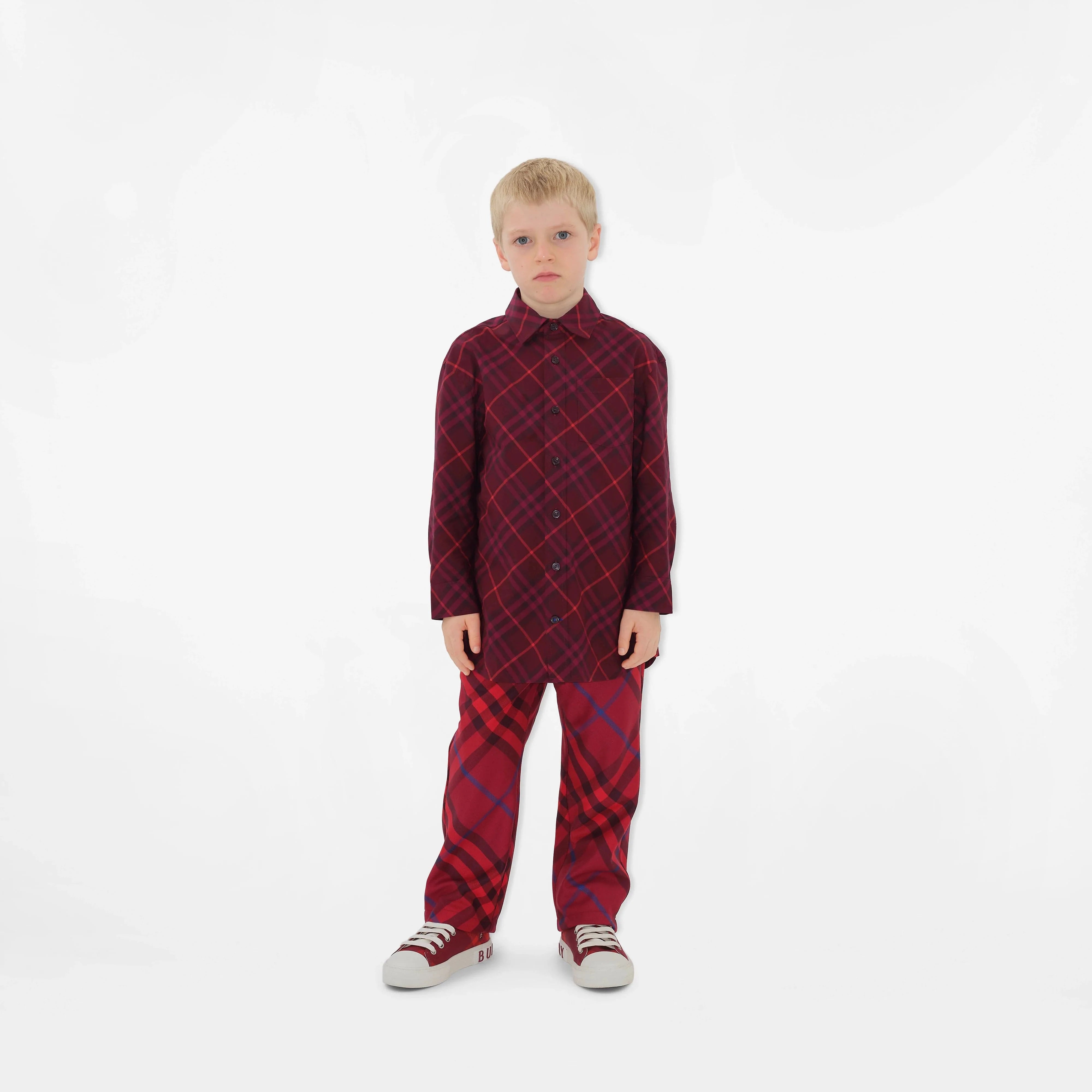 Burberry Boys Check Angelo Shirt in Red