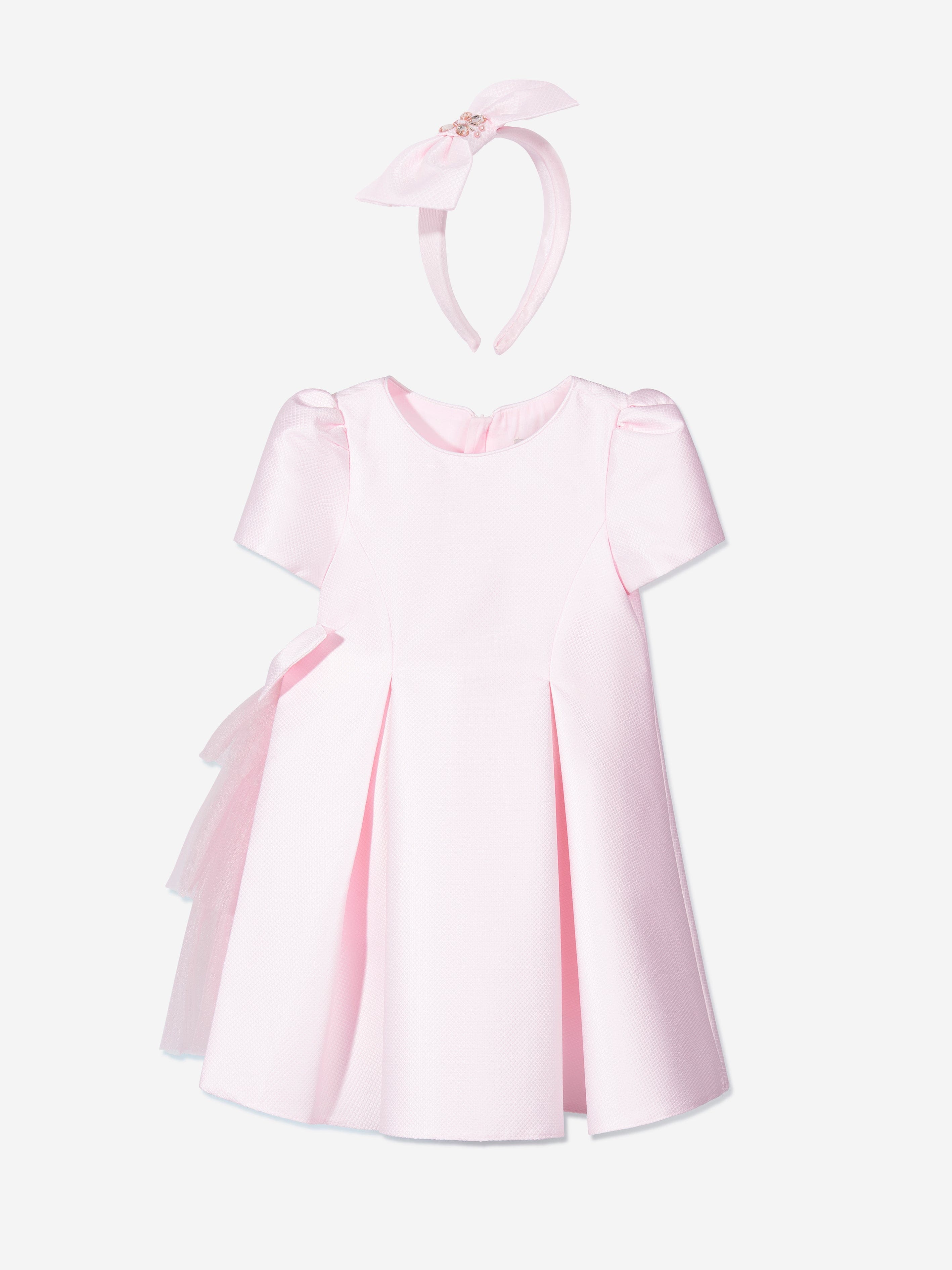 Dress & Fleur Girls Occasion Dress with Hair Accessory in Pink