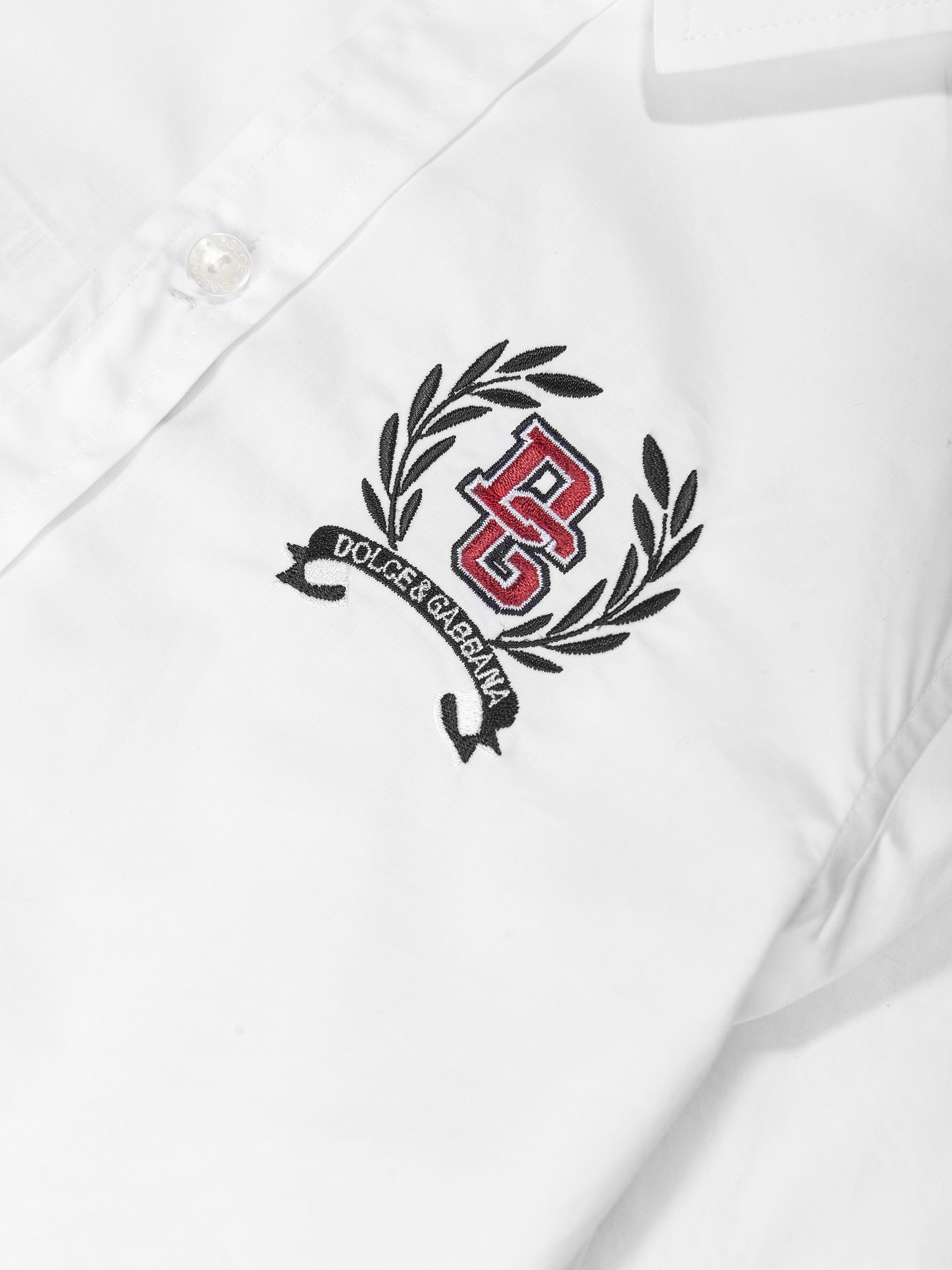 Dolce & Gabbana Boys Crest Logo Shirt in White