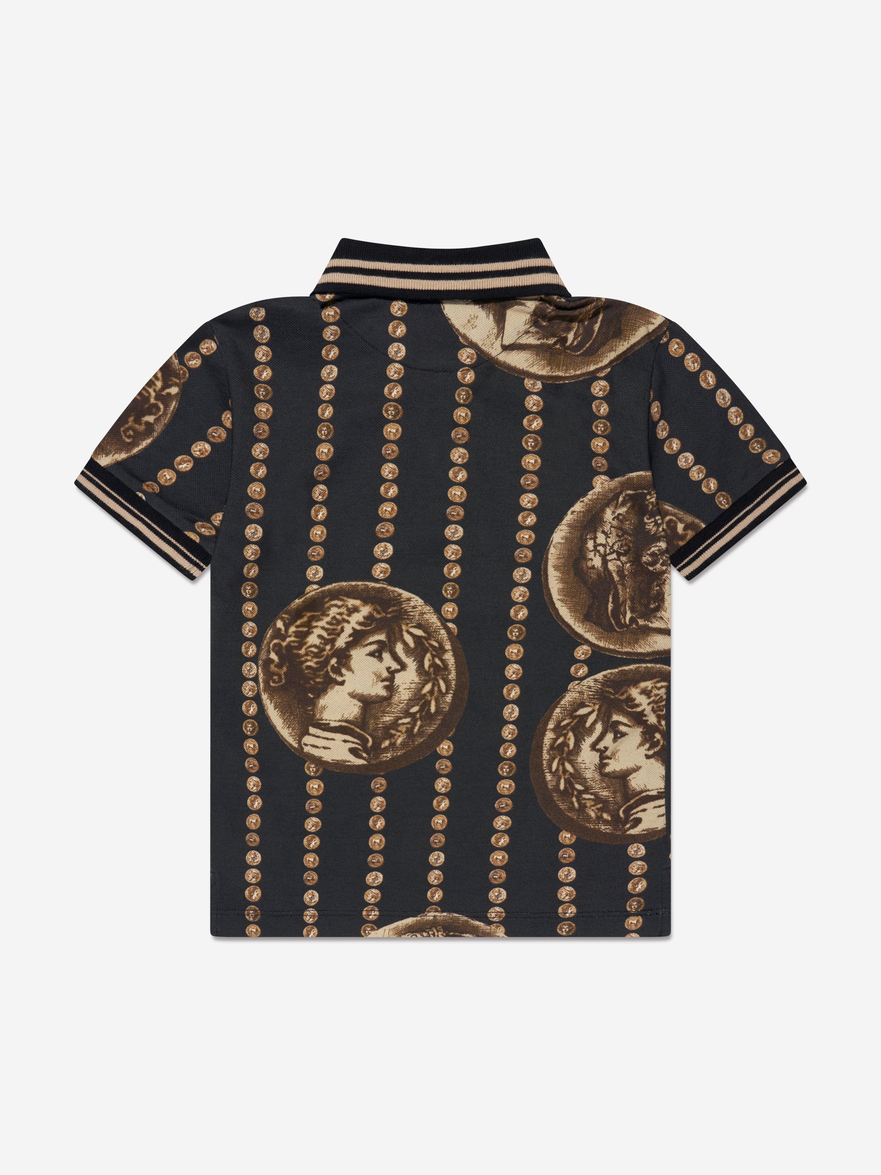 Dolce & Gabbana Boys Coin Print Polo Shirt in Black