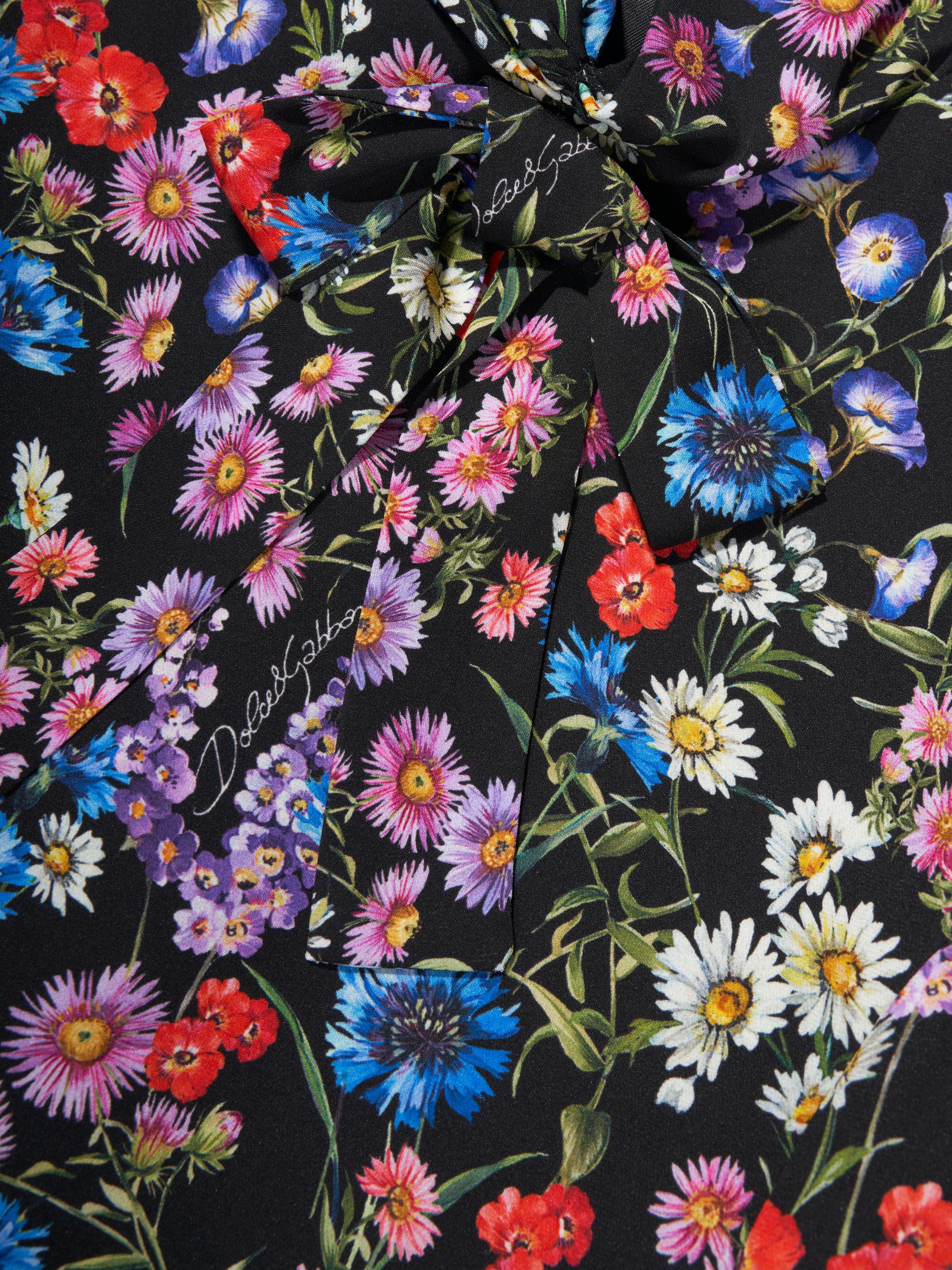 Dolce & Gabbana Girls Silk Wildflowers Dress in Black