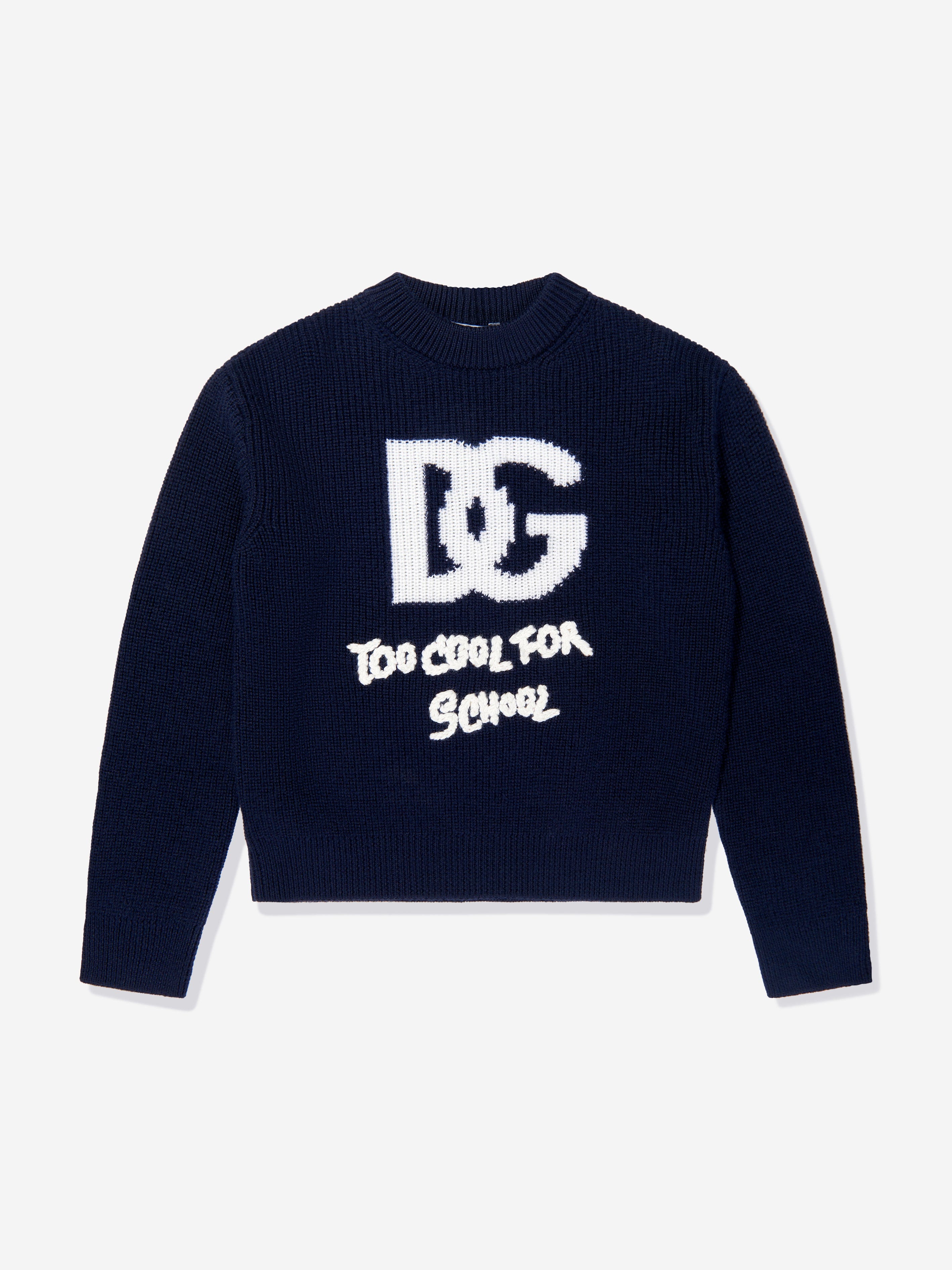 Dolce & Gabbana Girls Wool Logo Jumper in Navy