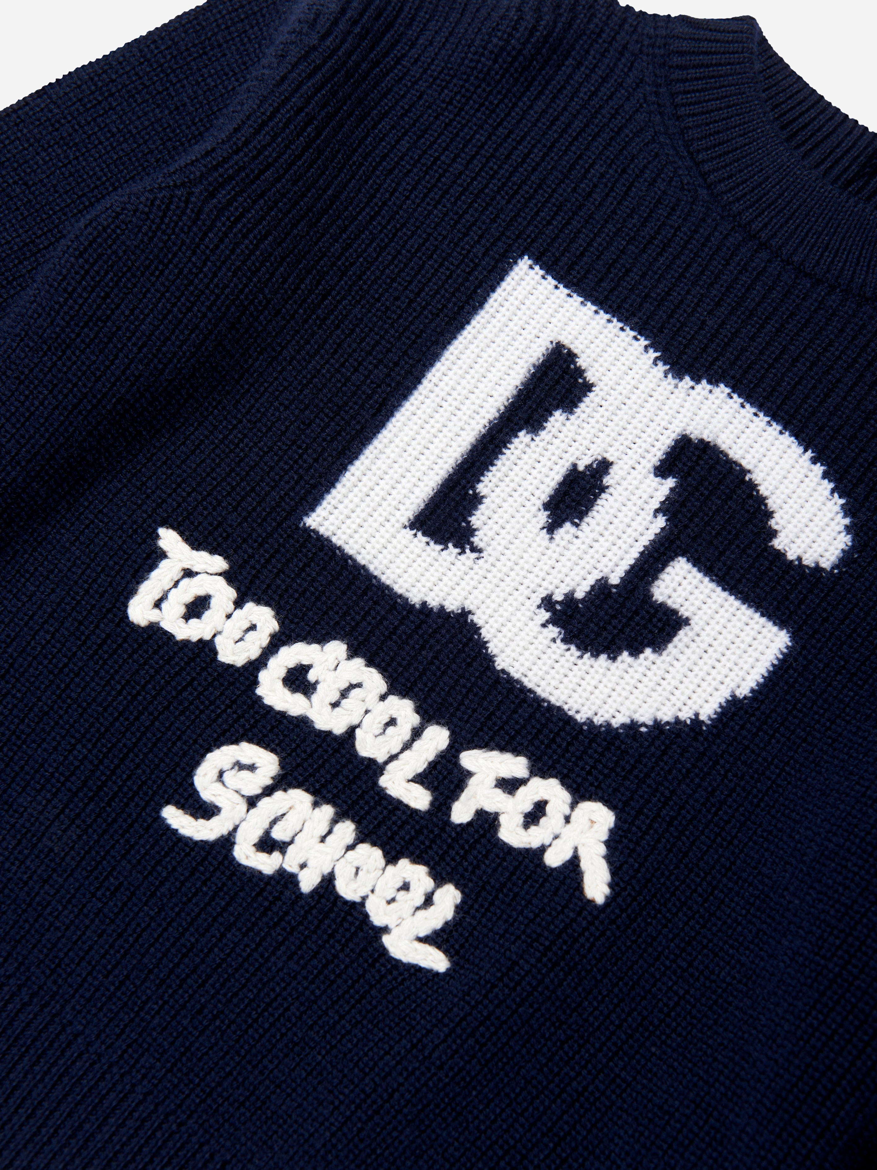 Dolce & Gabbana Girls Wool Logo Jumper in Navy