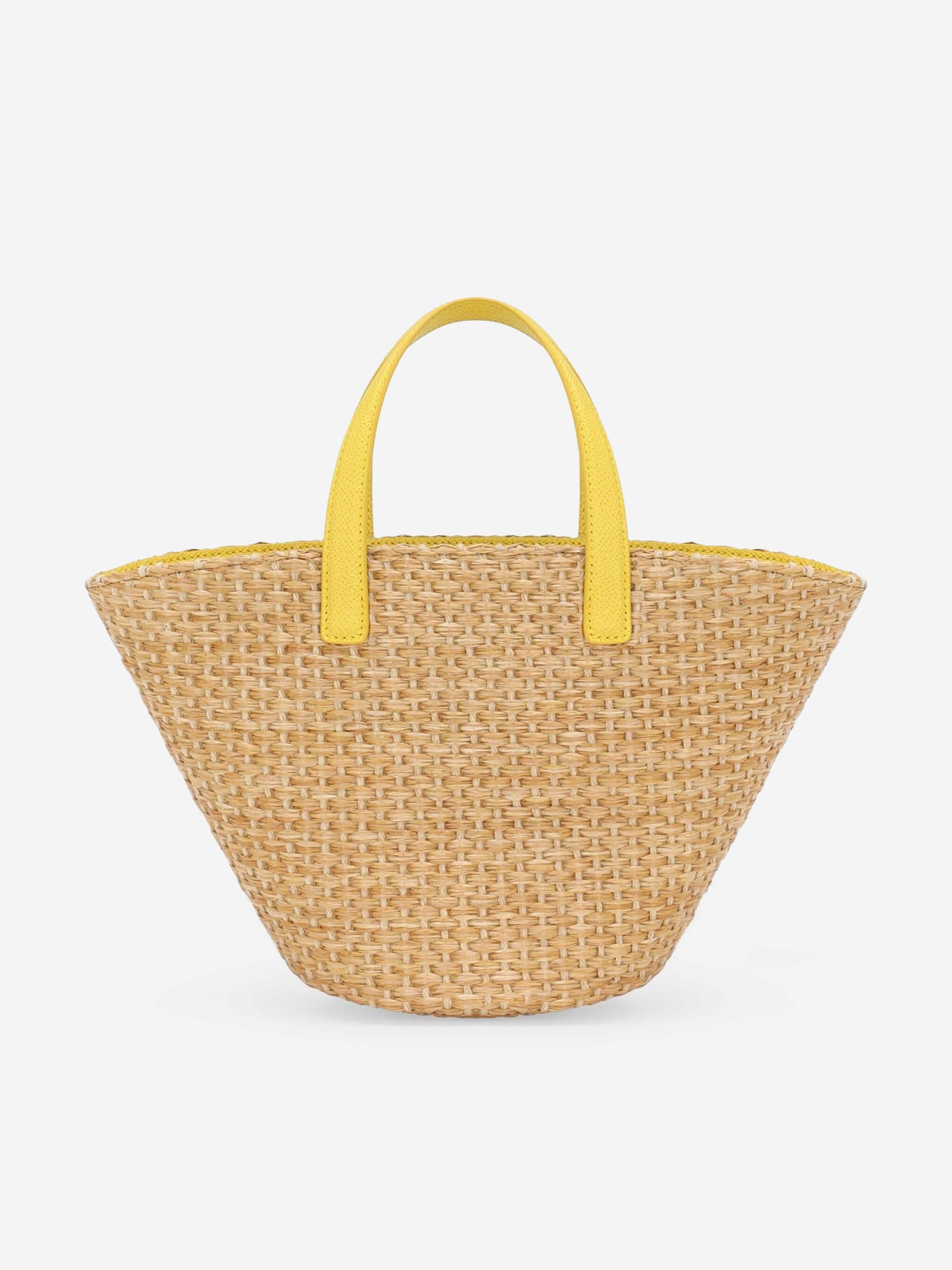 Dolce & Gabbana Girls Straw Tote Bag in Yellow (34cm)