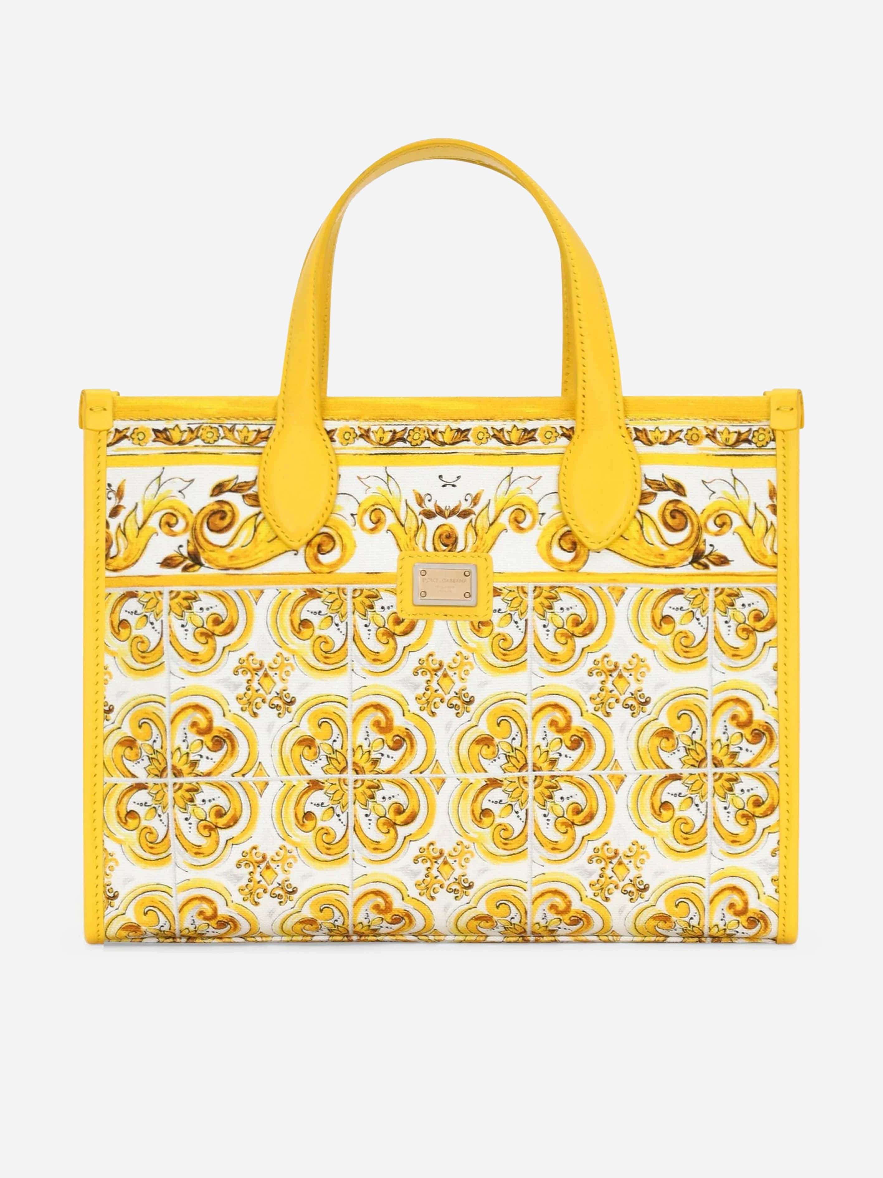 Dolce & Gabbana Girls Maiolica Canvas Bag in Yellow (25cm)